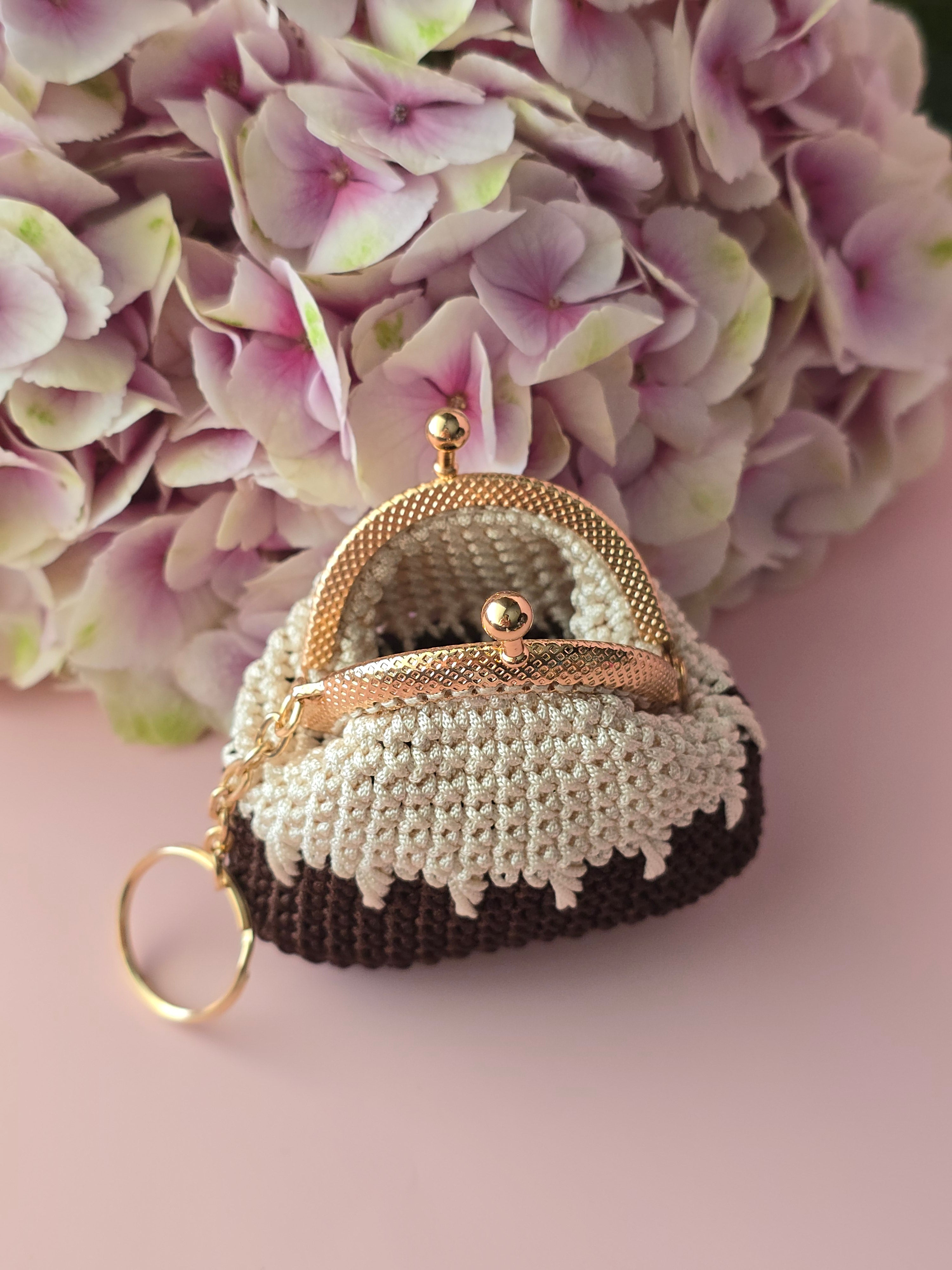Mini Crochet Coin Purse – Chocolate Cream
