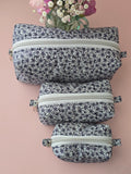 Floral Cosmetic Pouch Set – Handmade Zipper Bags