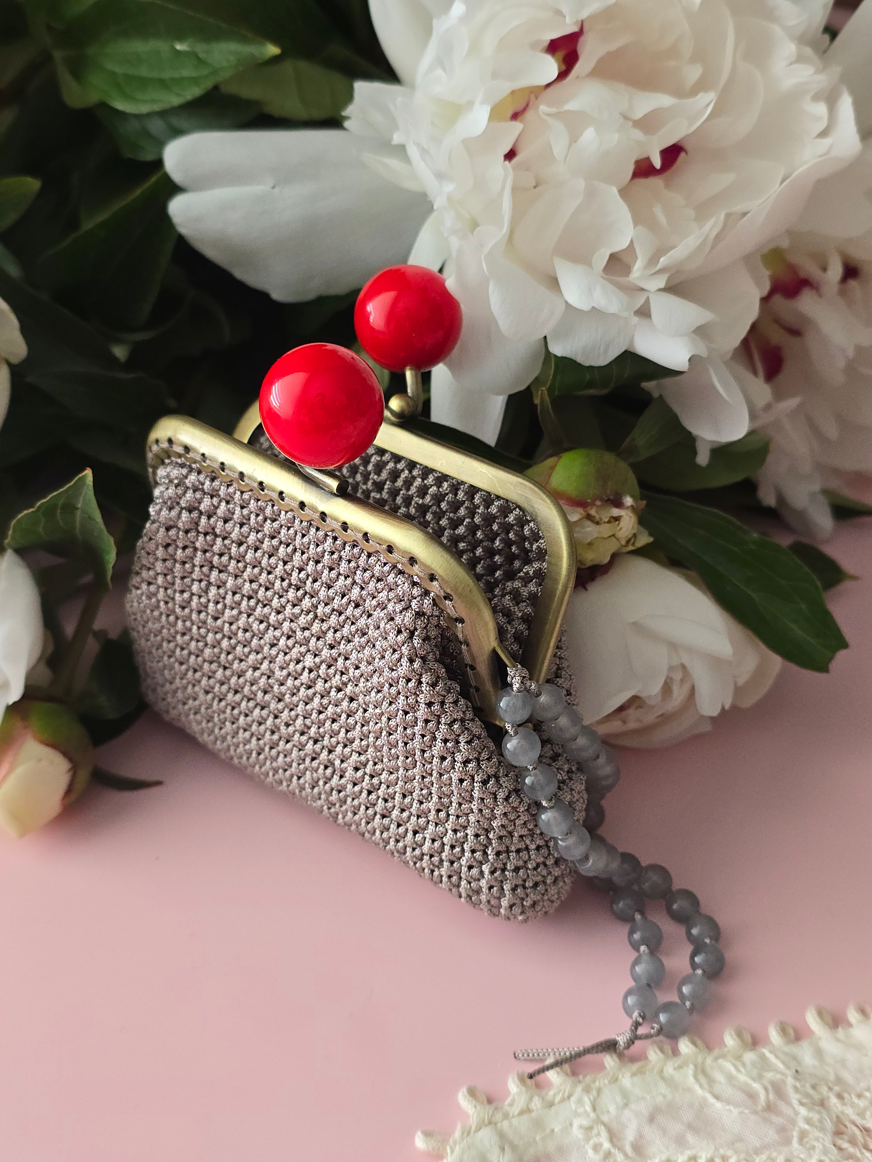 Handmade Frame Wallet with Red Clasp – Elegant Mini Purse