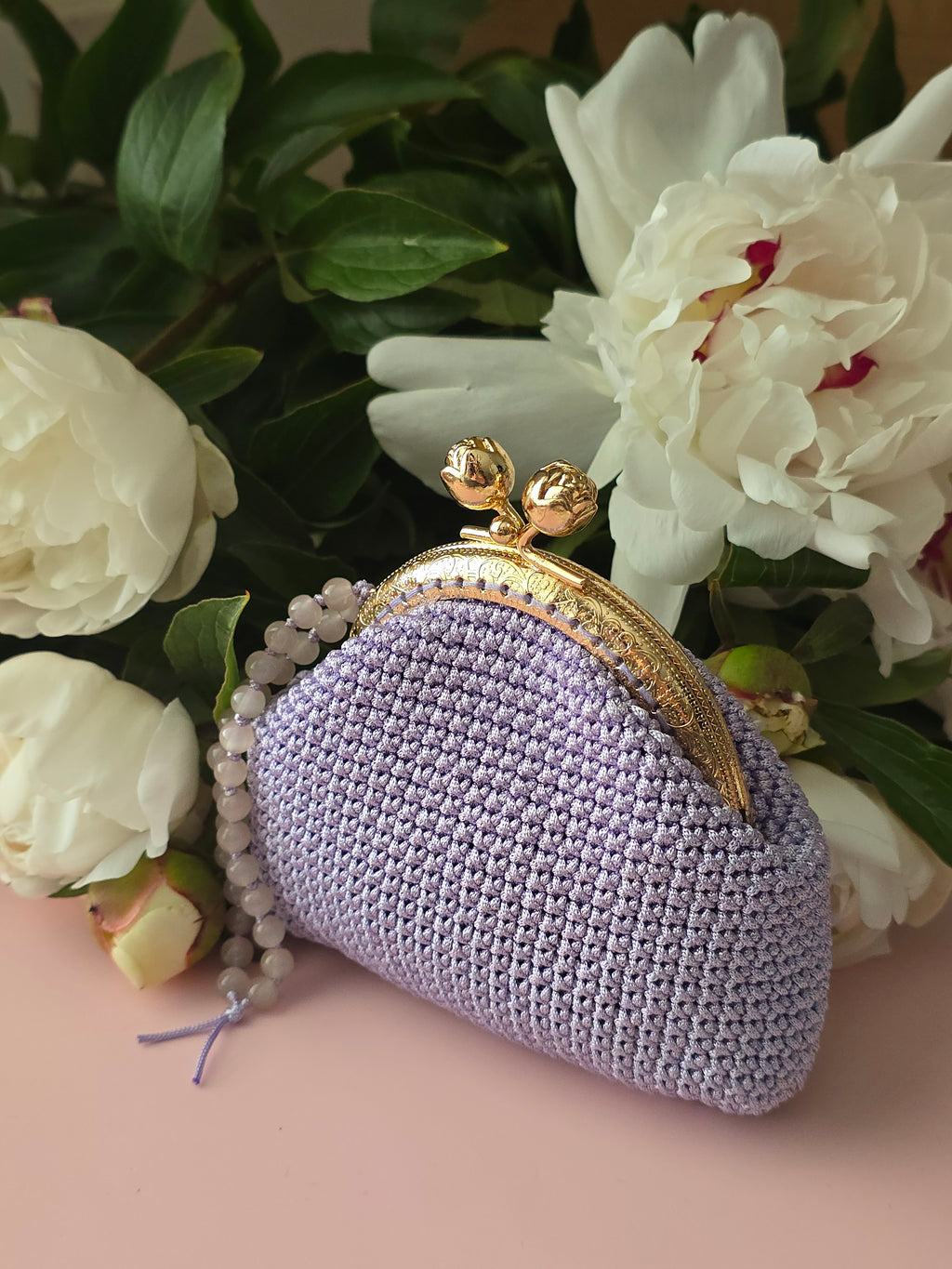 Lavender Crochet Coin Purse with Metal Frame