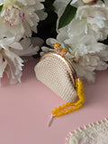 Ivory Pearl Crochet Coin Purse