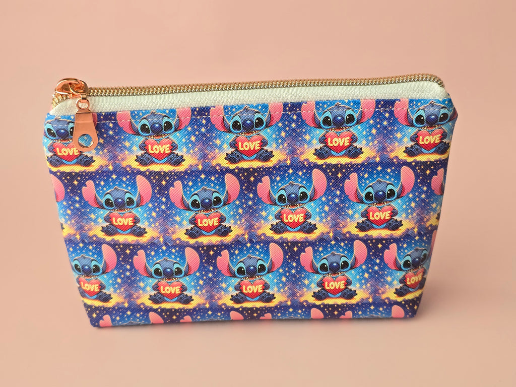 Stitch Inspired Handmade Cosmetic Pouch