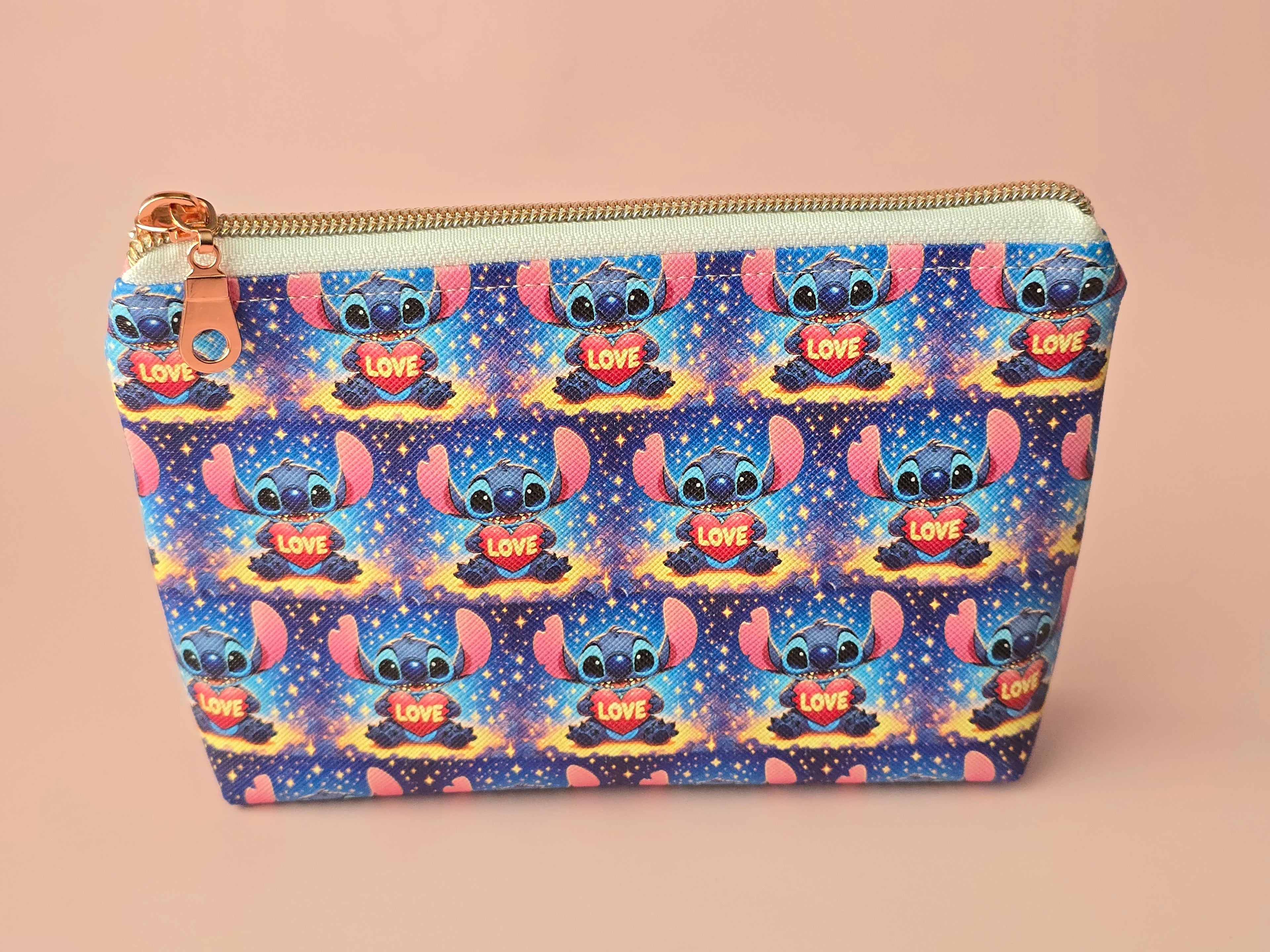Stitch Inspired Handmade Cosmetic Pouch