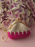 Mini Crochet Keychain Coin Purse – Pink Cream