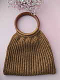 Handmade Crochet Bag with Wooden Handle