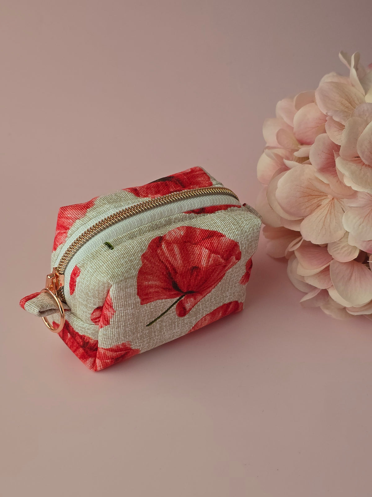 Poppy Floral Cosmetic Bag – Handmade Zipper Pouch