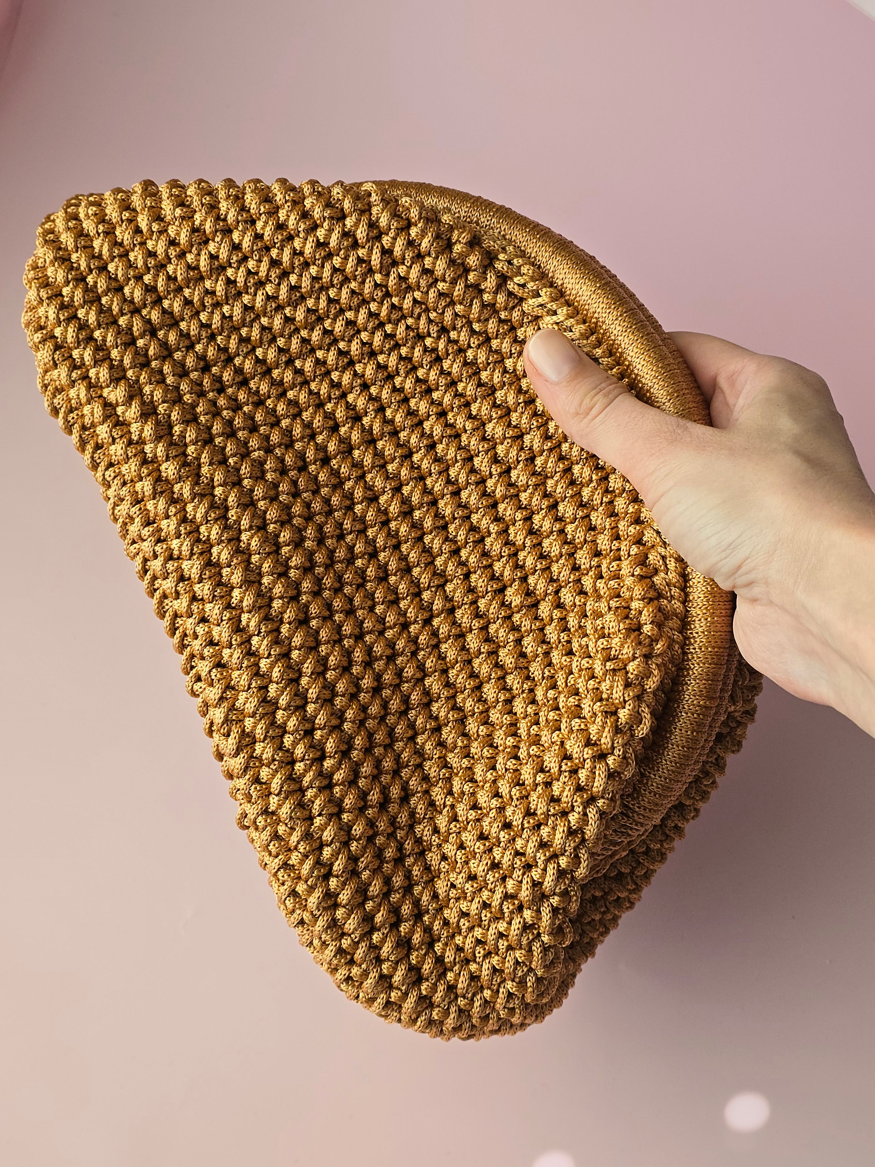 Handmade Crochet Clutch Bag – Camel Brown