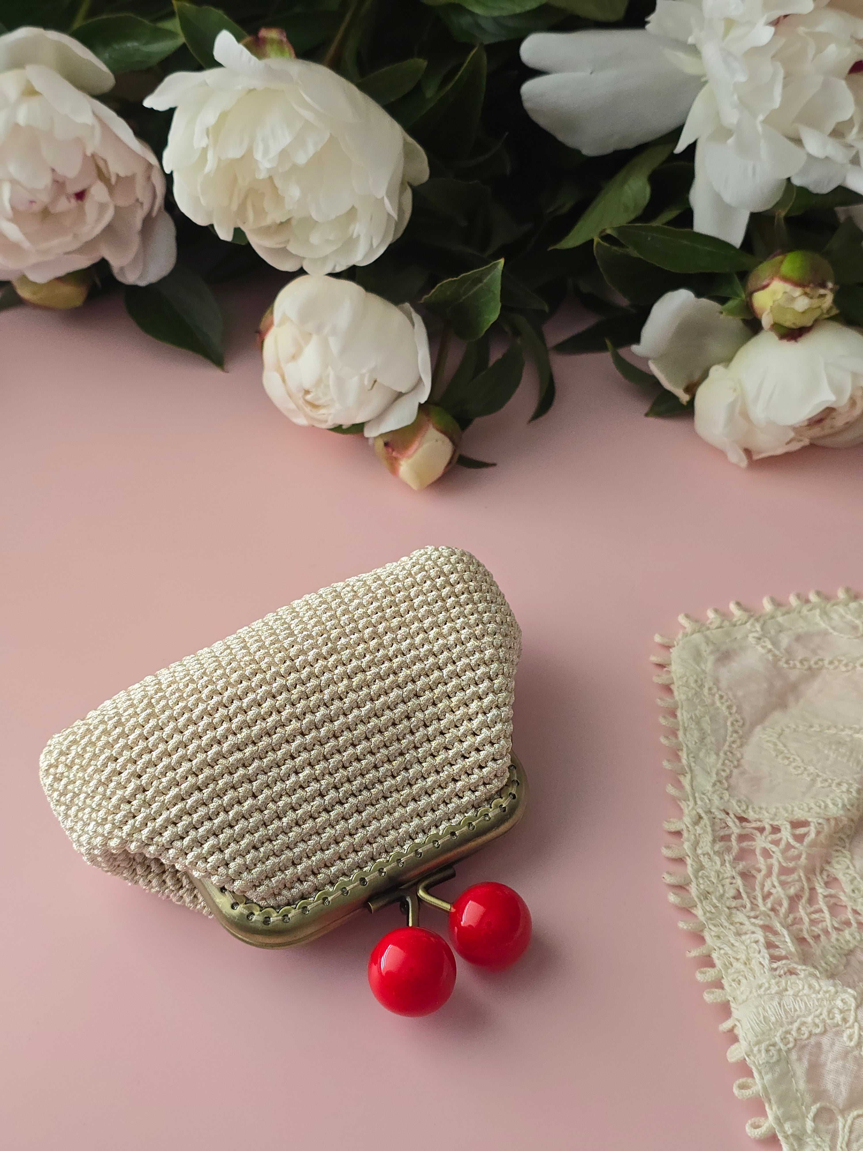 Crochet Frame Wallet with Cherry Clasp