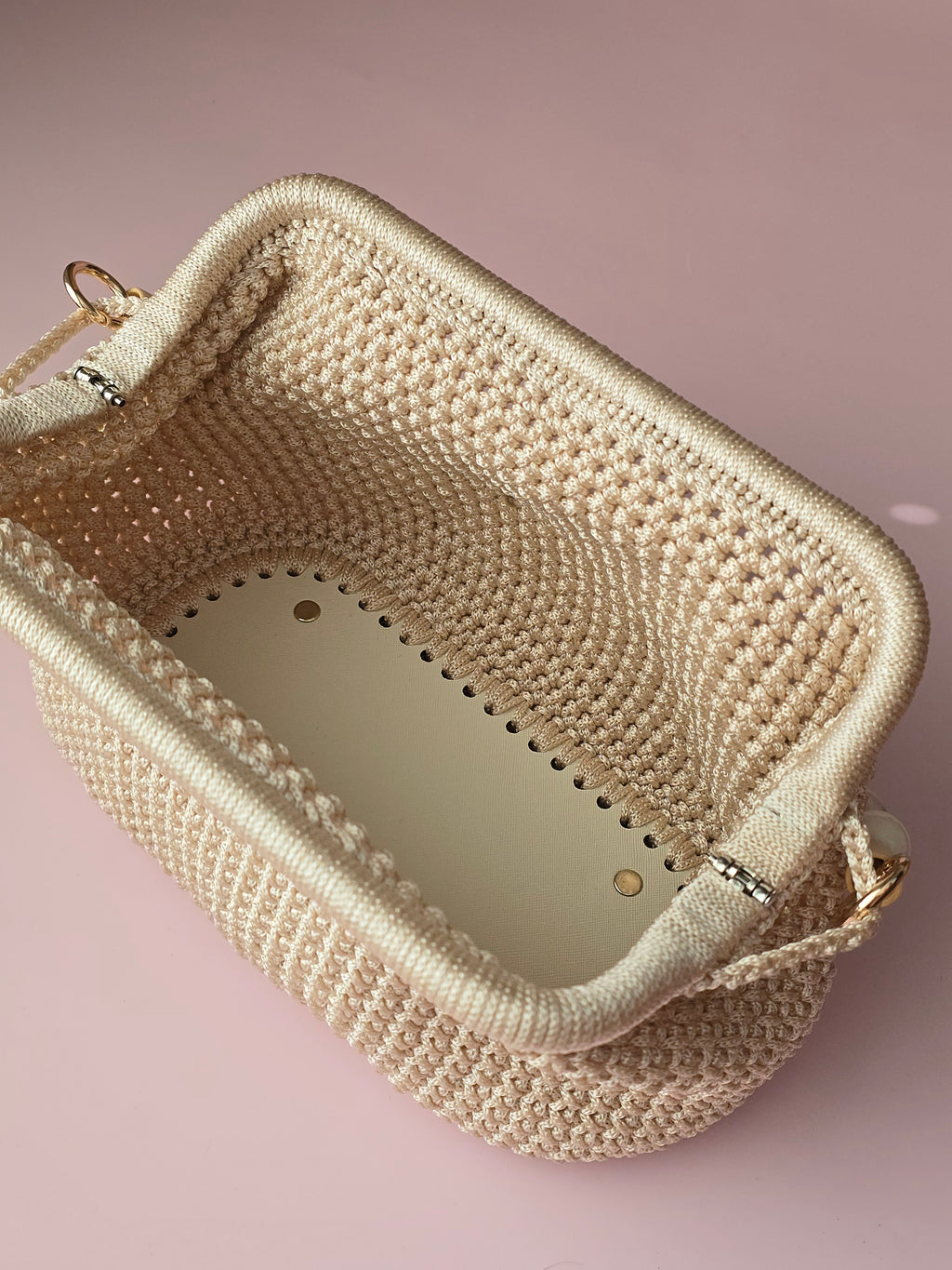 Handmade Crochet Clutch with Statement Beaded Handle