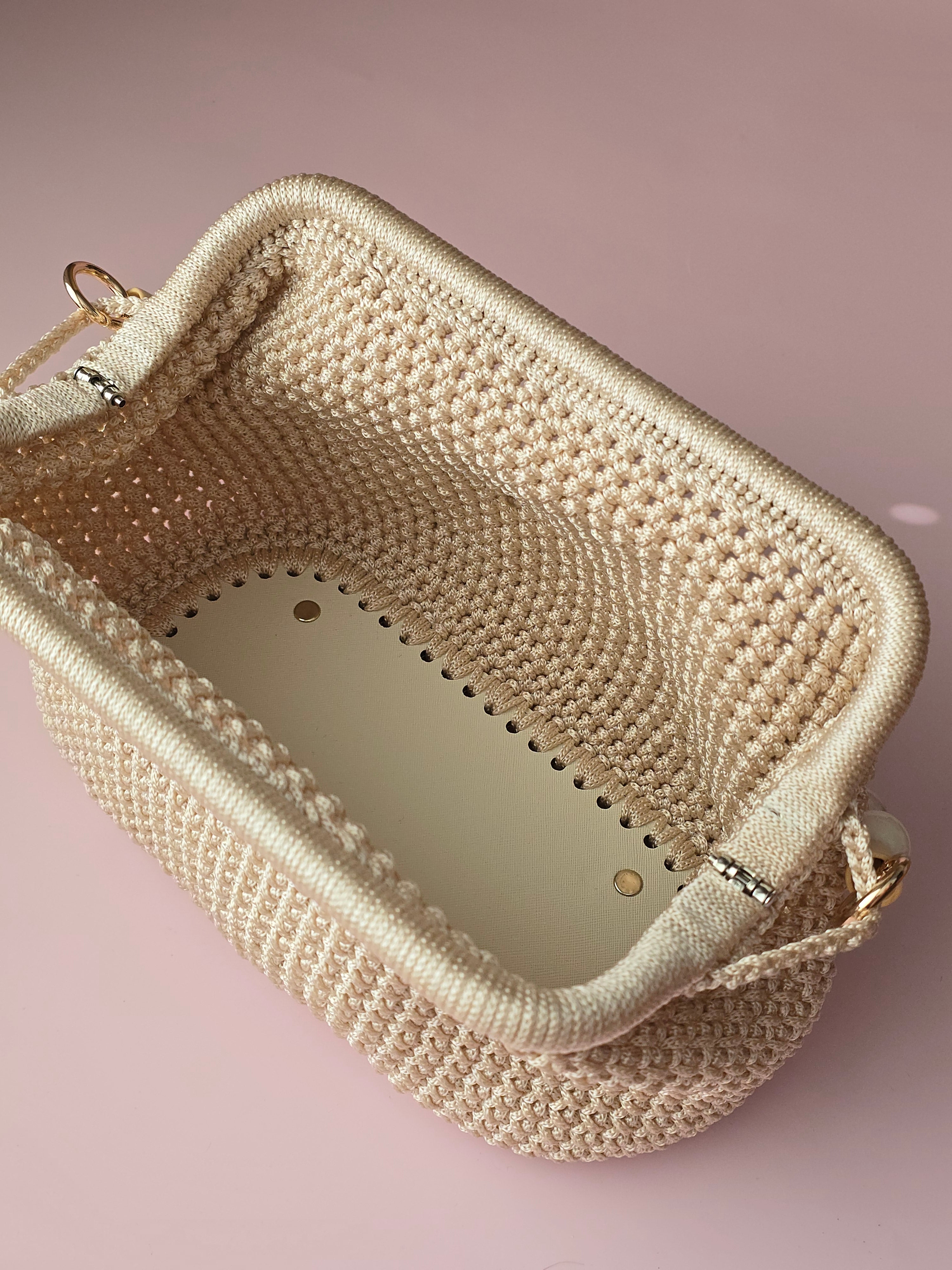 Handmade Crochet Clutch with Statement Beaded Handle