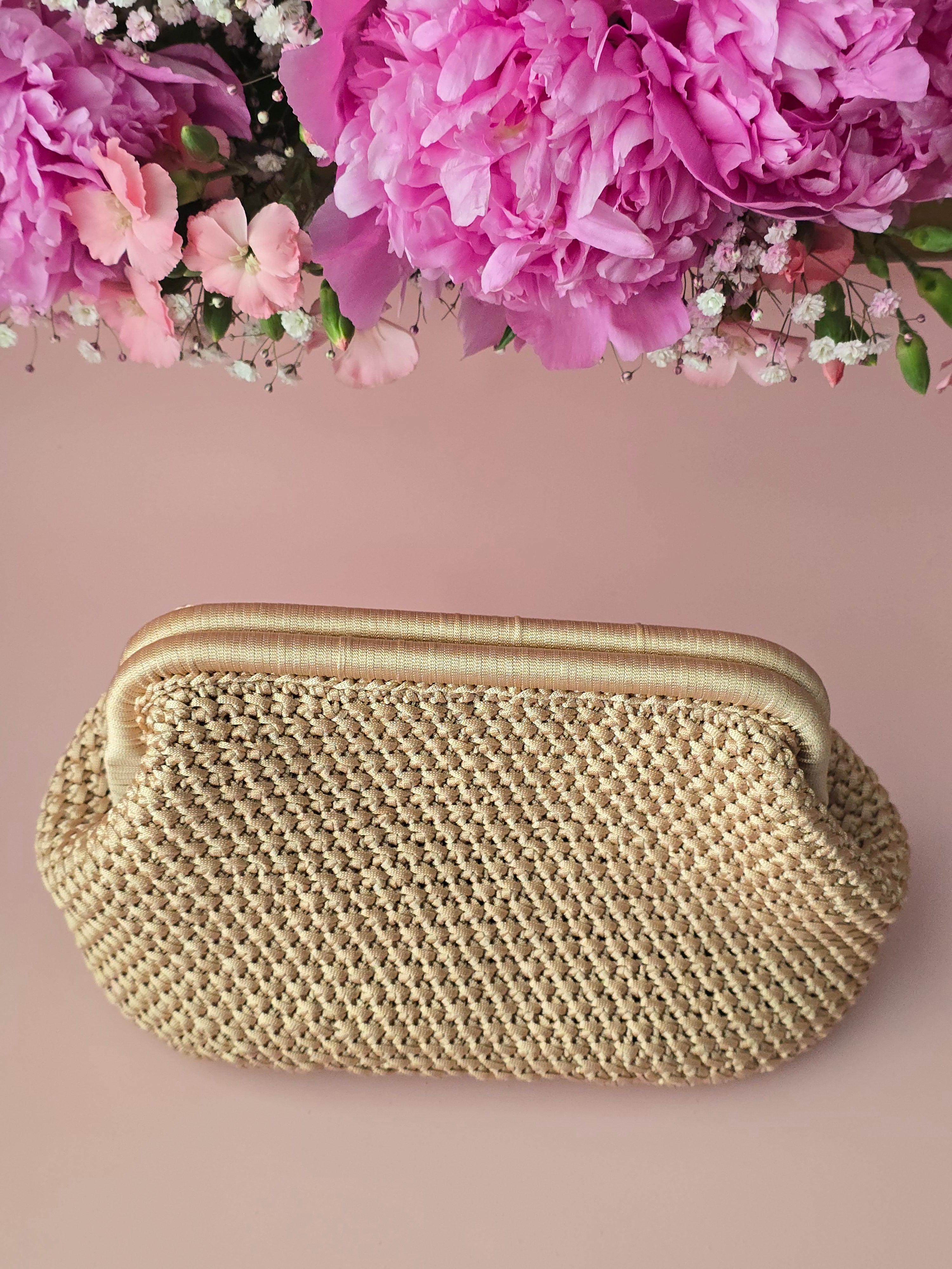 Champagne Glow Crochet Clutch