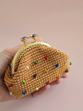 Handmade Crochet Coin Purse with Colorful Beads