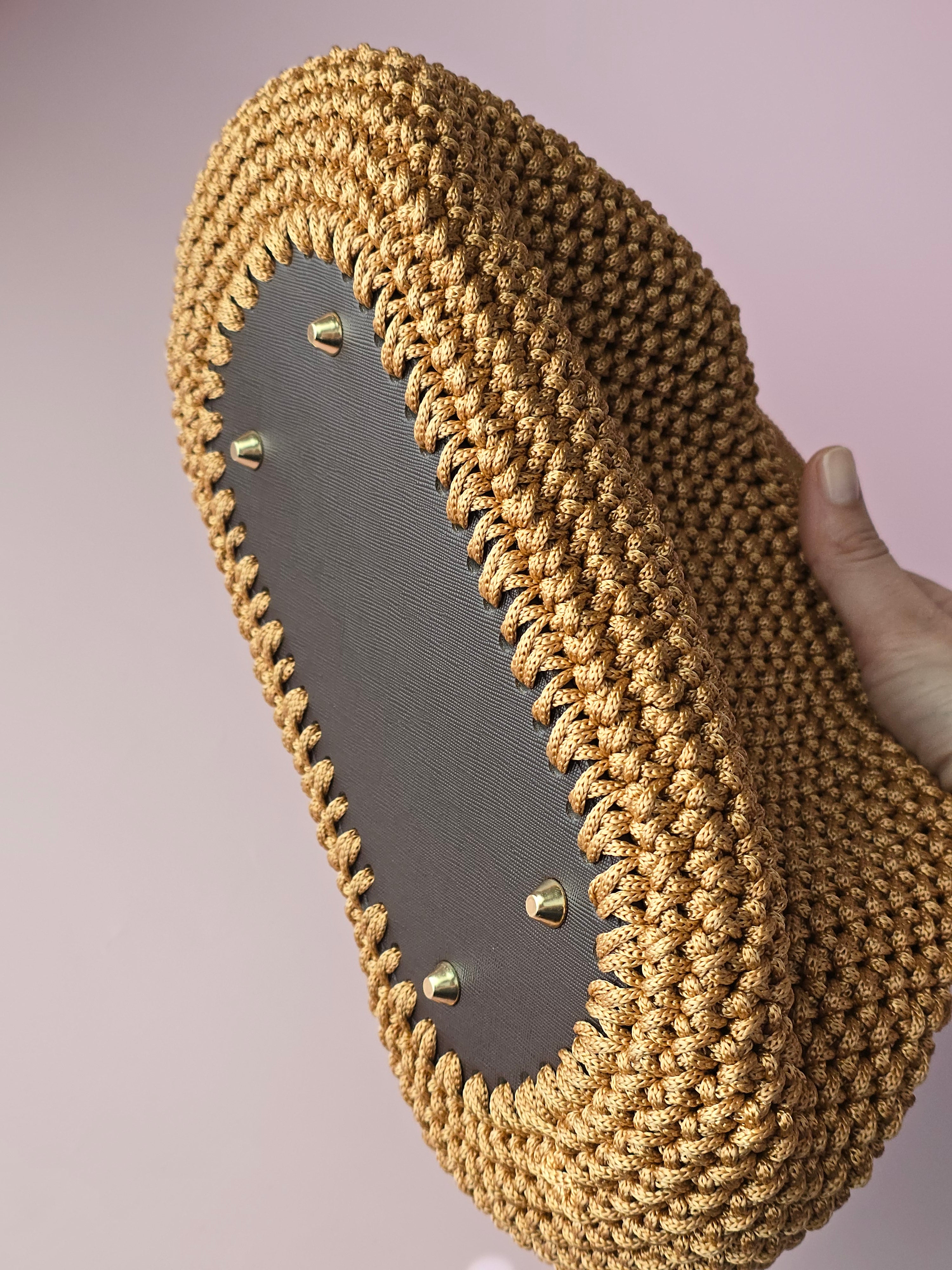 Handmade Crochet Clutch Bag – Camel Brown
