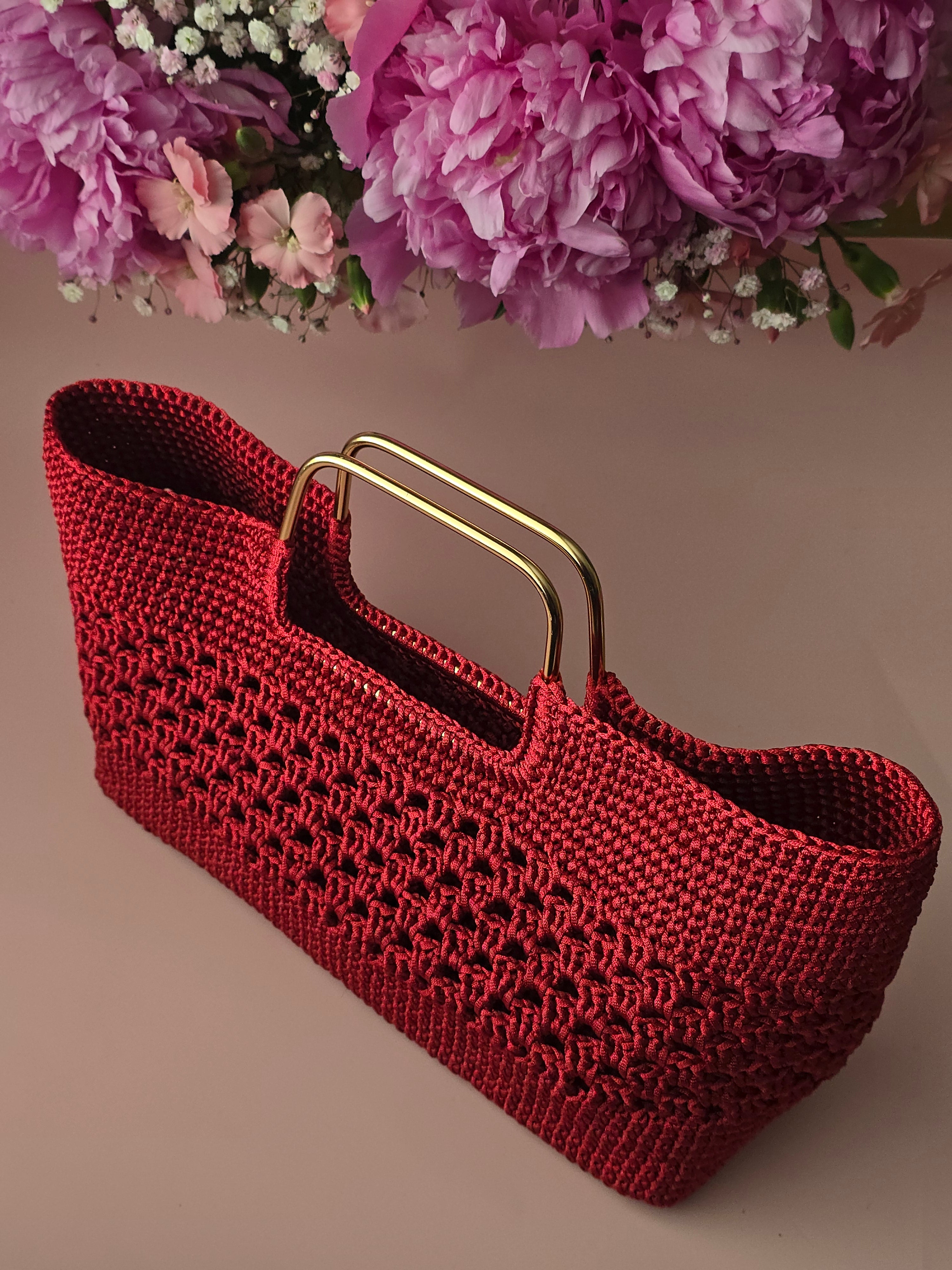 Ruby Red Crochet Handbag