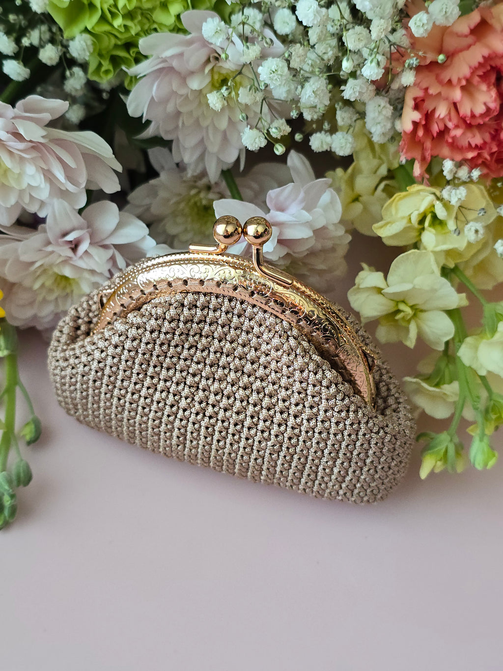 Golden Sand Crochet Coin Purse