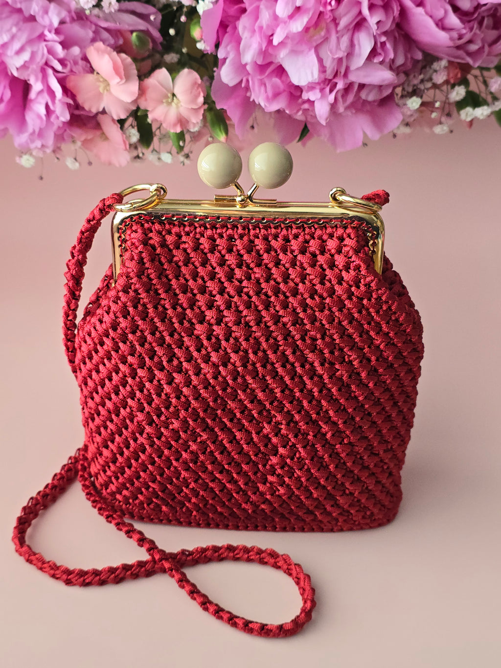 Ruby Crochet Kiss Lock Bag