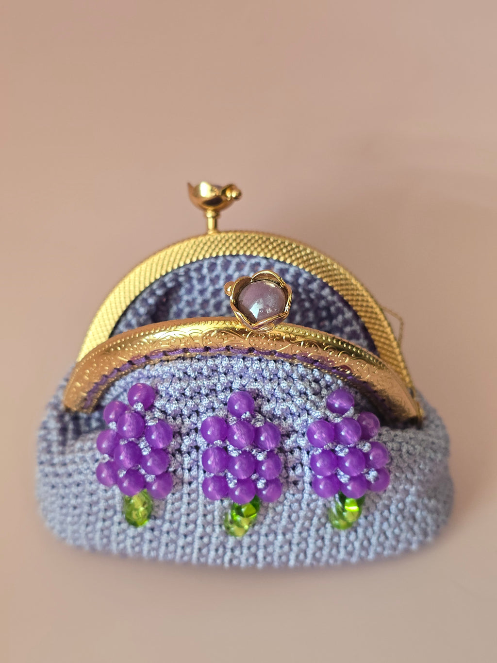 Lavender Bloom Crochet Coin Purse