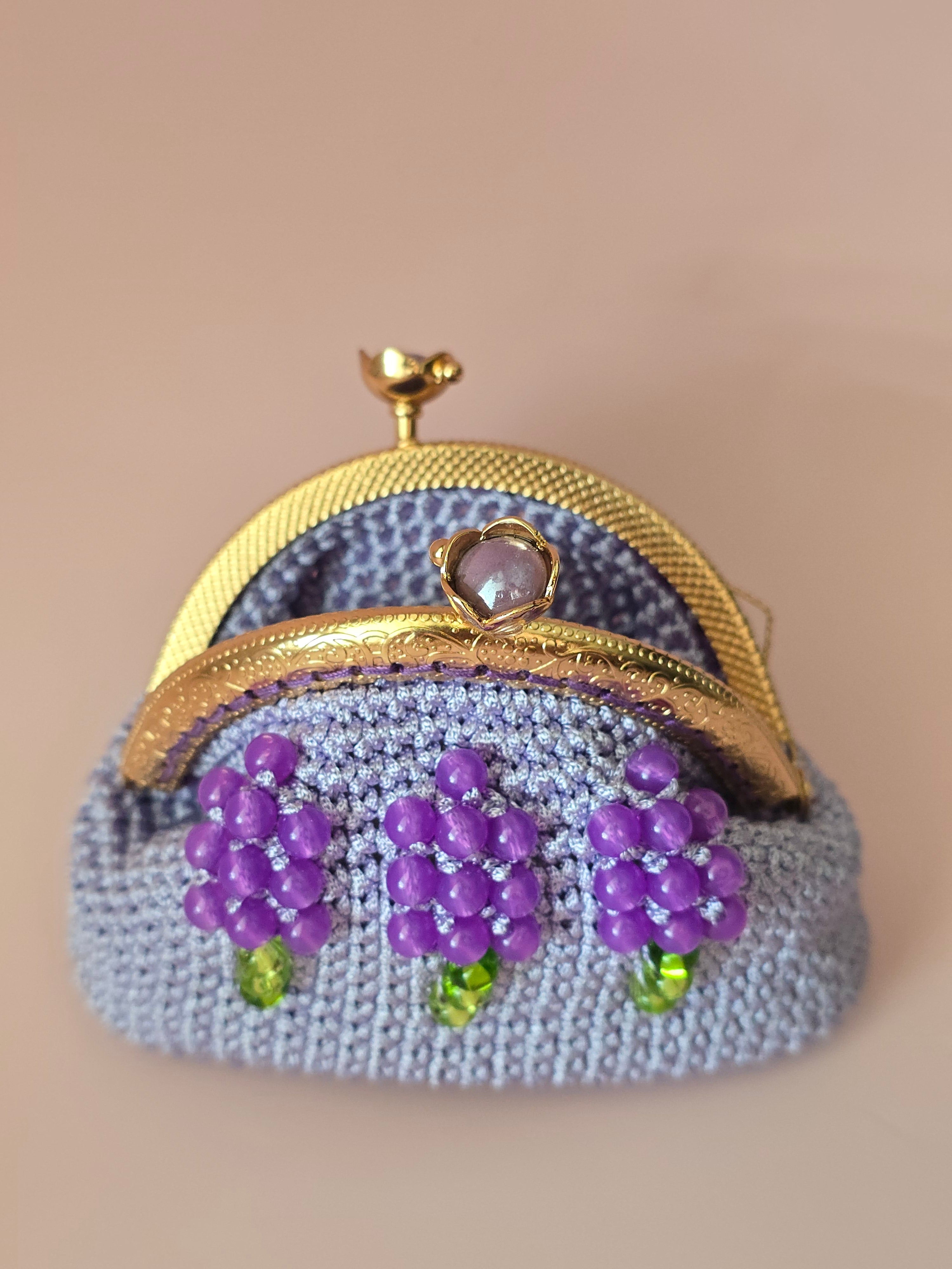 Lavender Bloom Crochet Coin Purse