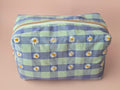 Blue Daisy Embroidered Cosmetic Bag