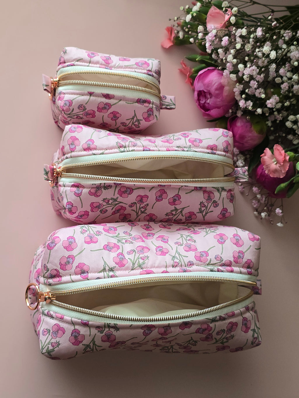 Pink Blossom Zipper Pouch Set 🌸
