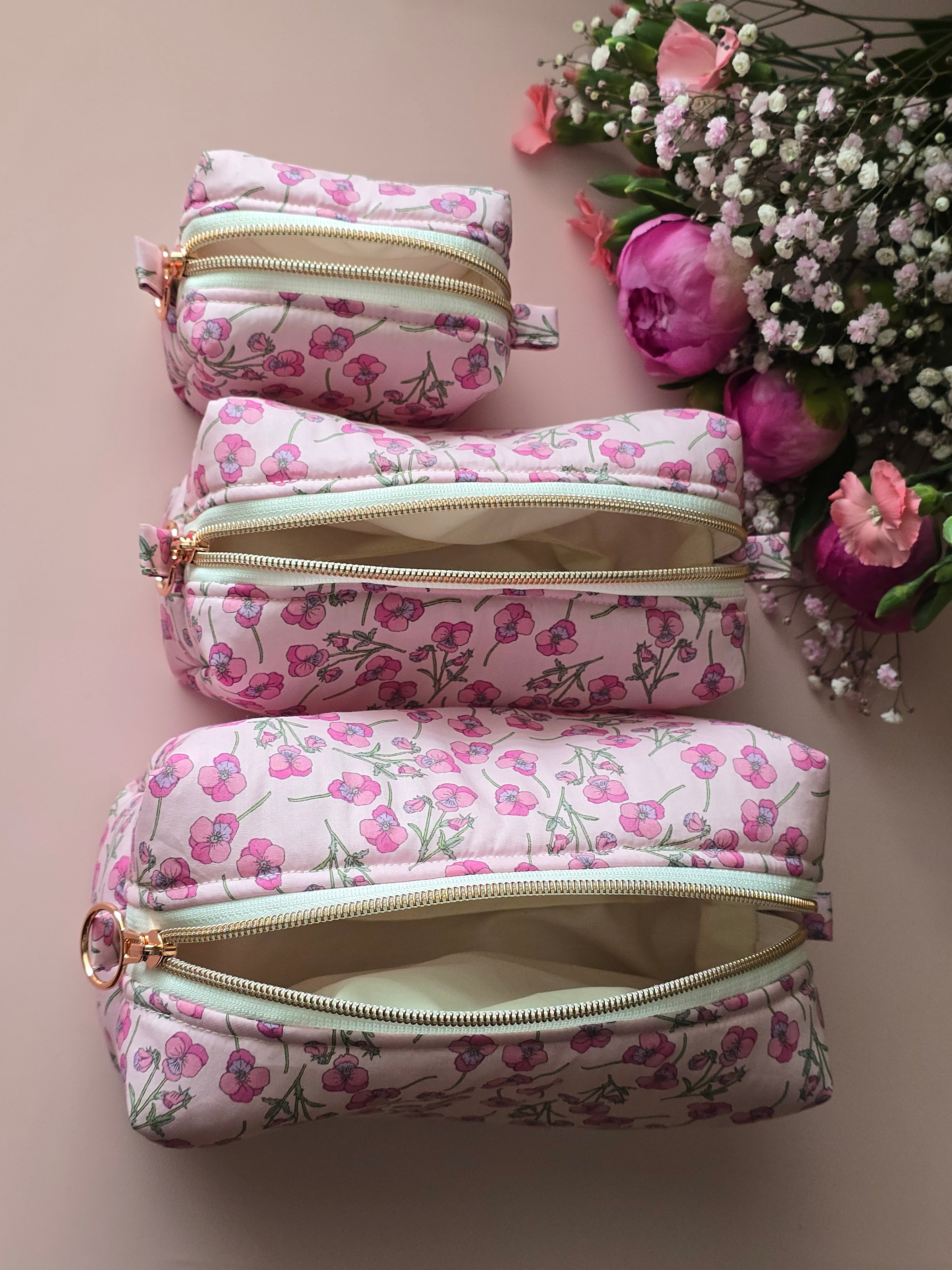 Pink Blossom Zipper Pouch Set 🌸