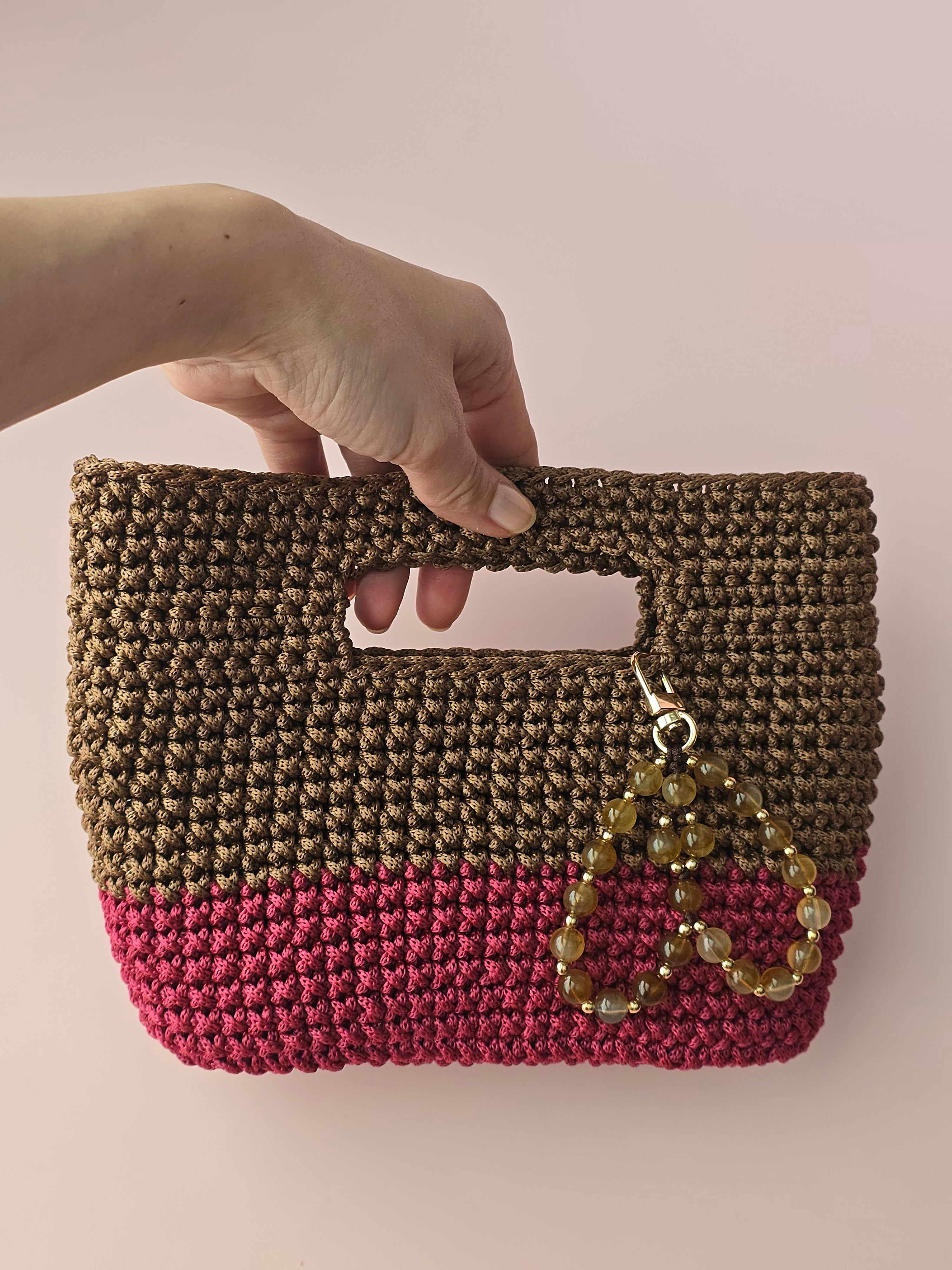 Handmade Crochet Handbag – Brown & Berry | Arrdo