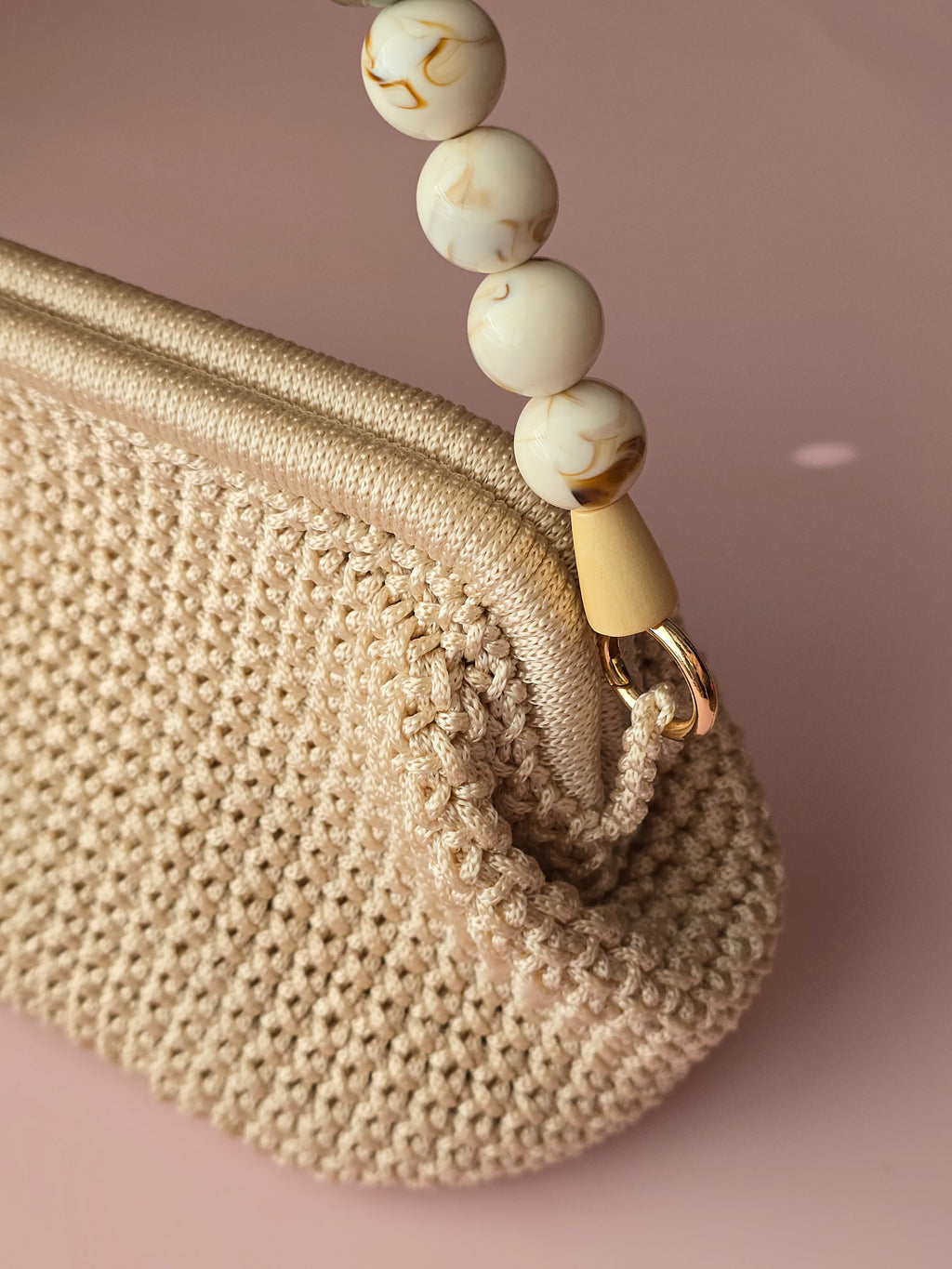 Handmade Crochet Clutch with Statement Beaded Handle