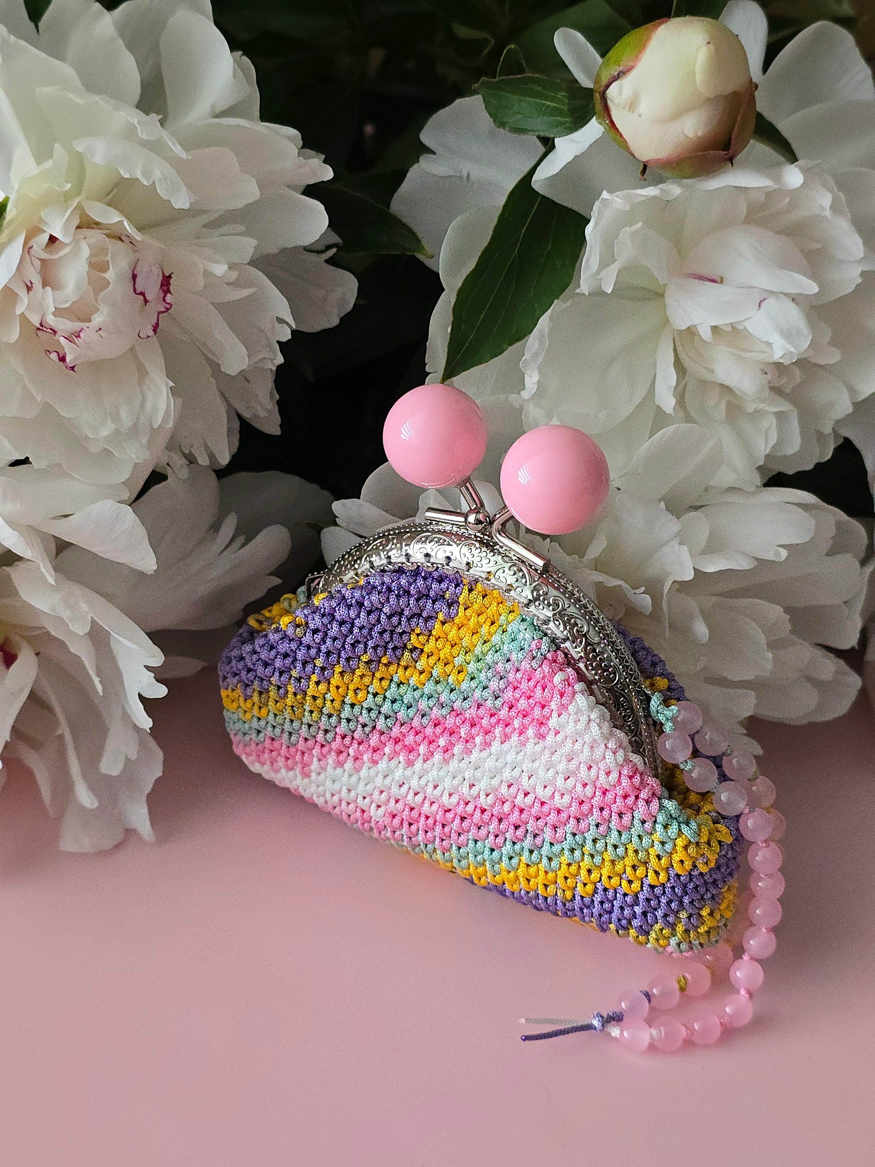 Rainbow Crochet Coin Purse