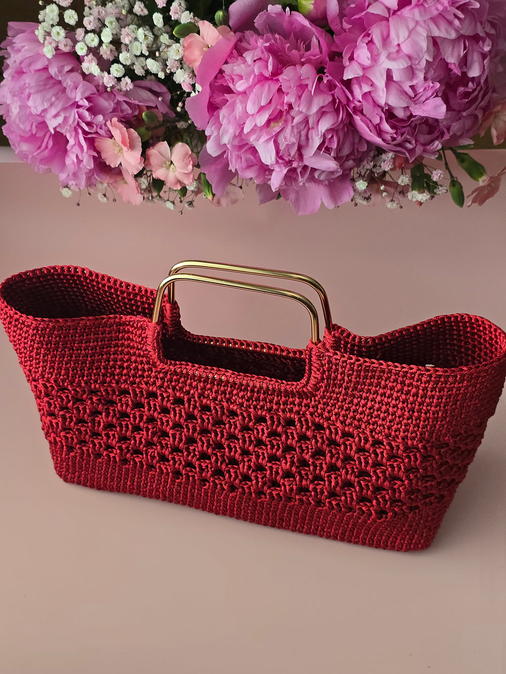 Ruby Red Crochet Handbag