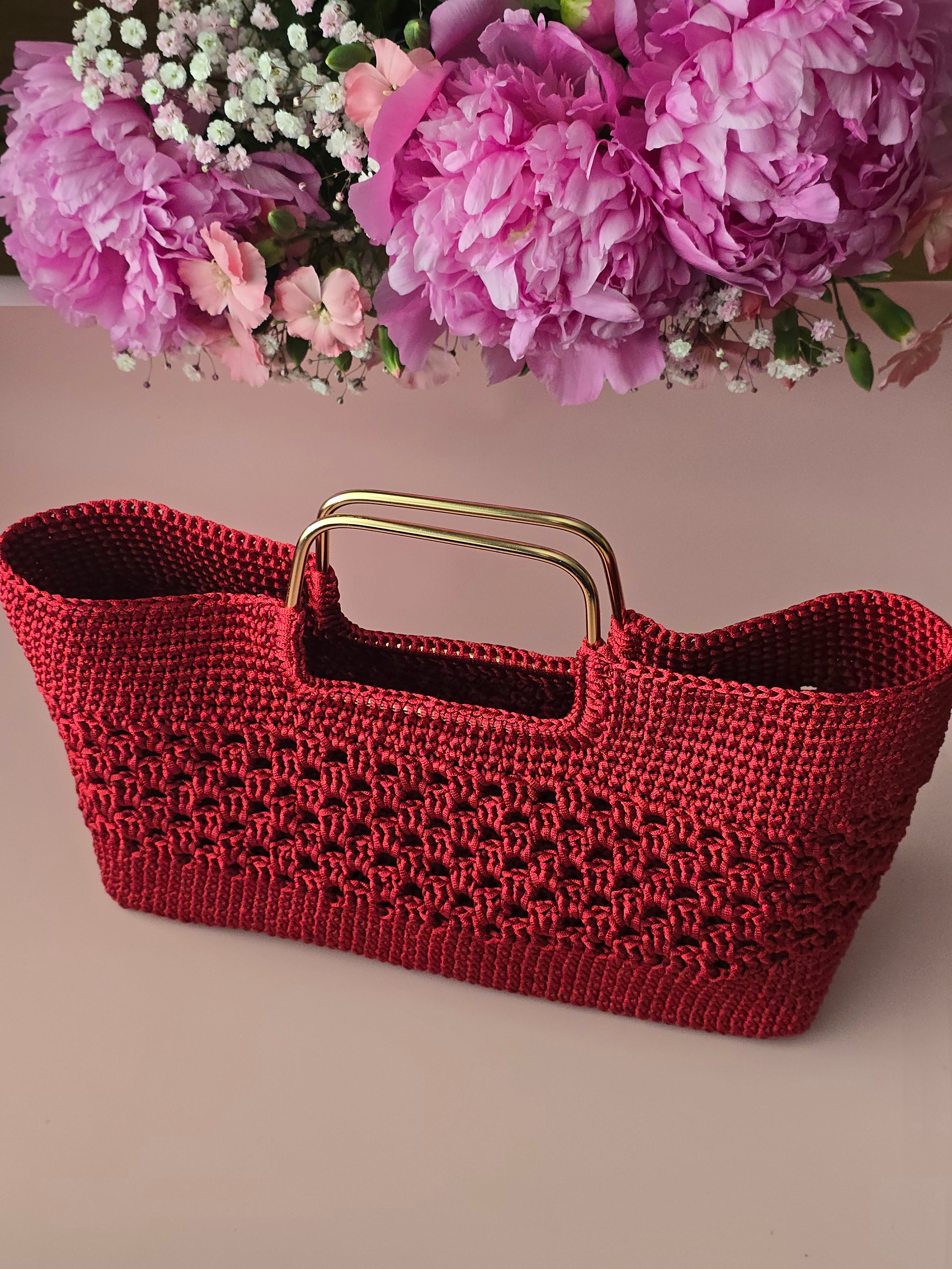 Ruby Red Crochet Handbag