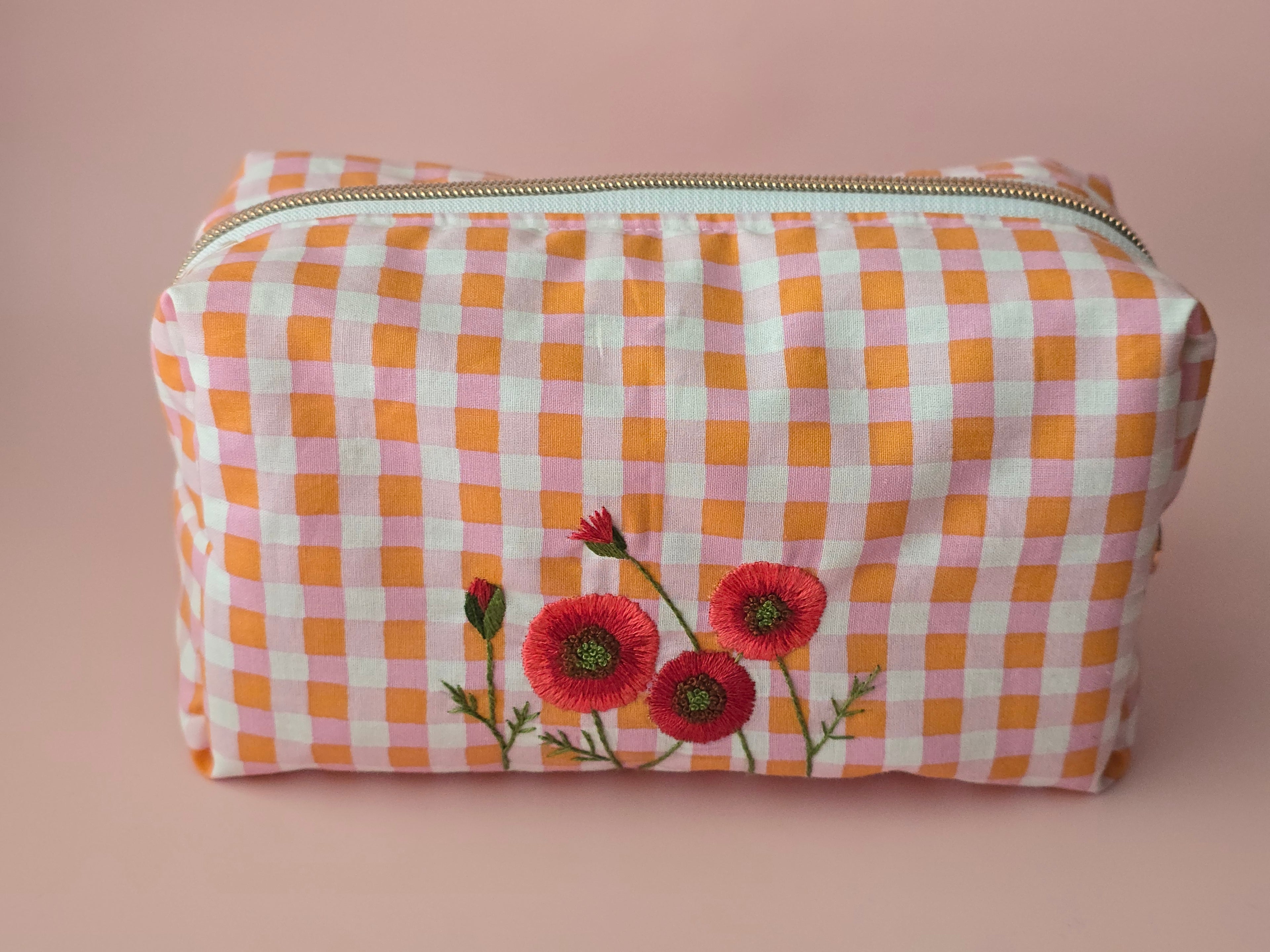 Embroidered Floral Cosmetic Bag