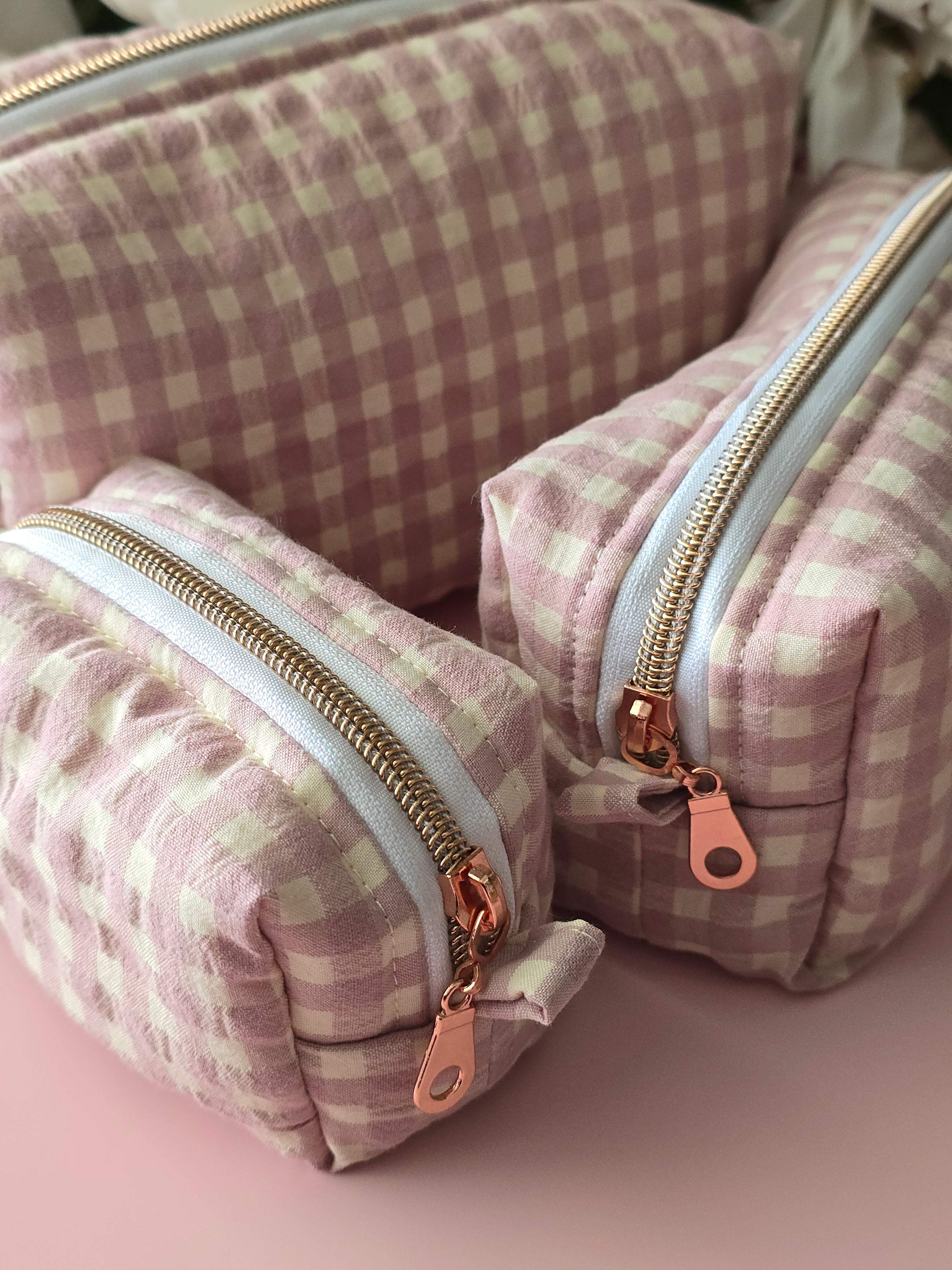 Gingham Cosmetic Bag Set
