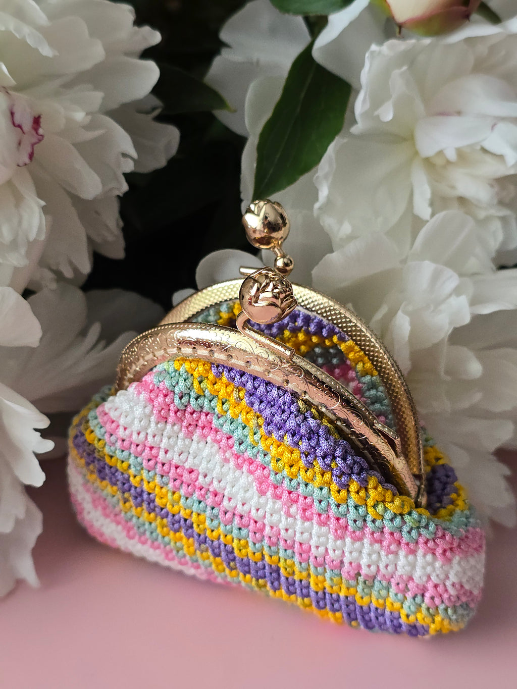 Pastel Rainbow Crochet Coin Purse