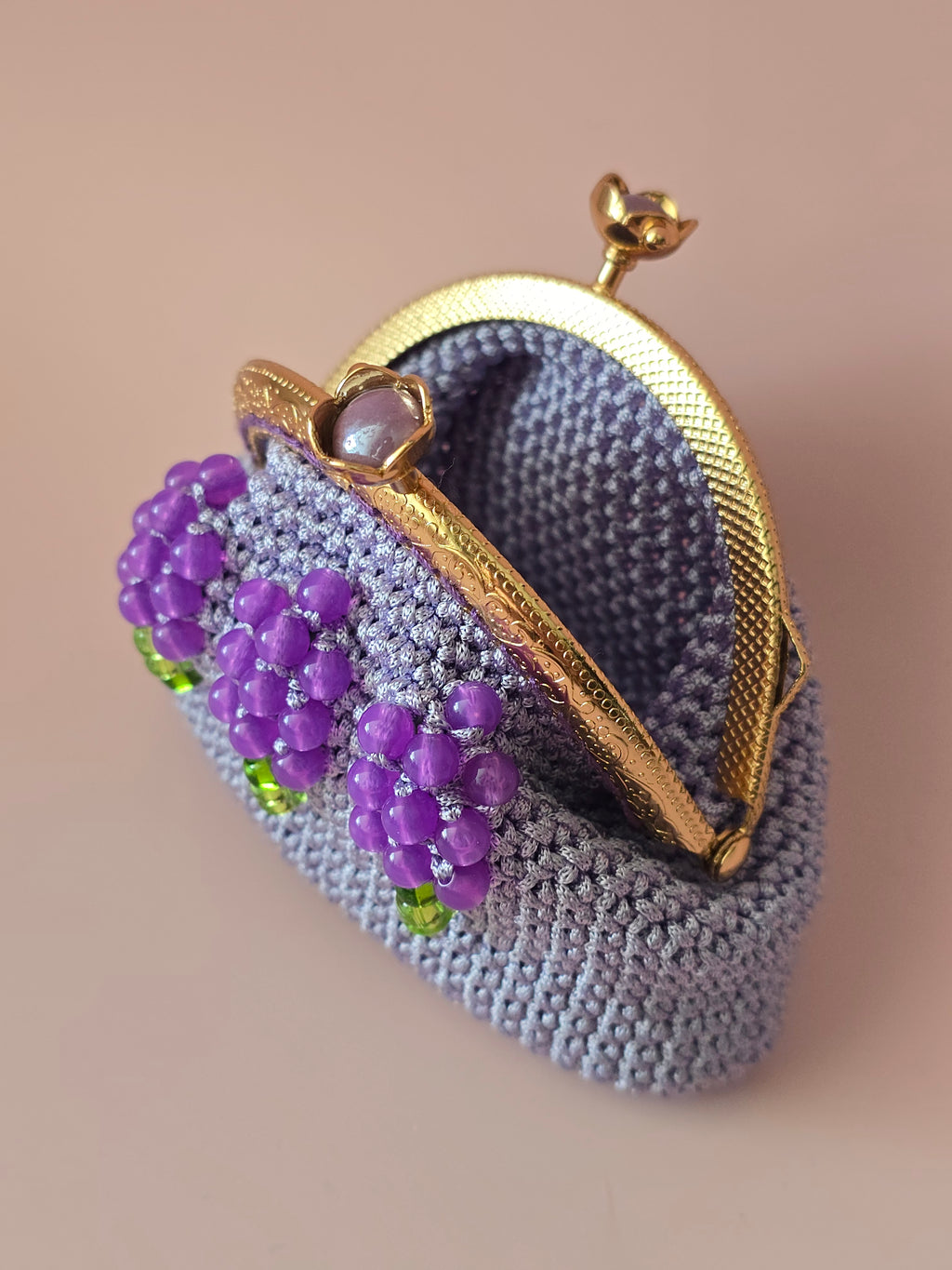 Lavender Bloom Crochet Coin Purse