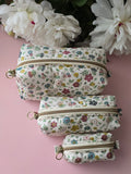 Floral Cosmetic Pouch Set — 3 Pieces