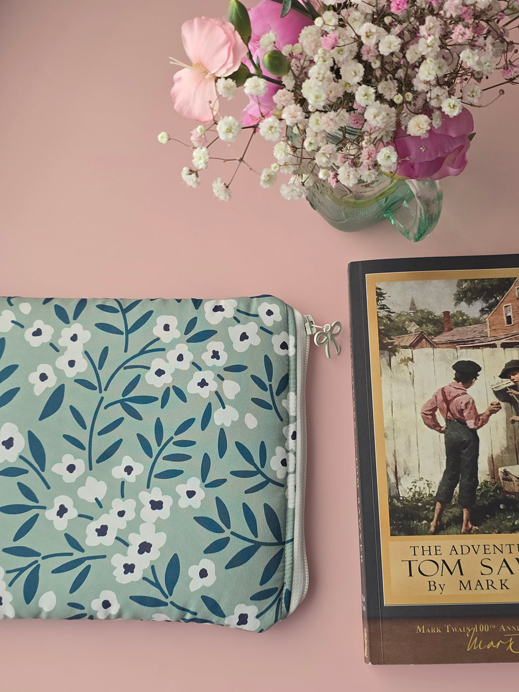 Floral Zipper Pouch for Books & Mini Tablet