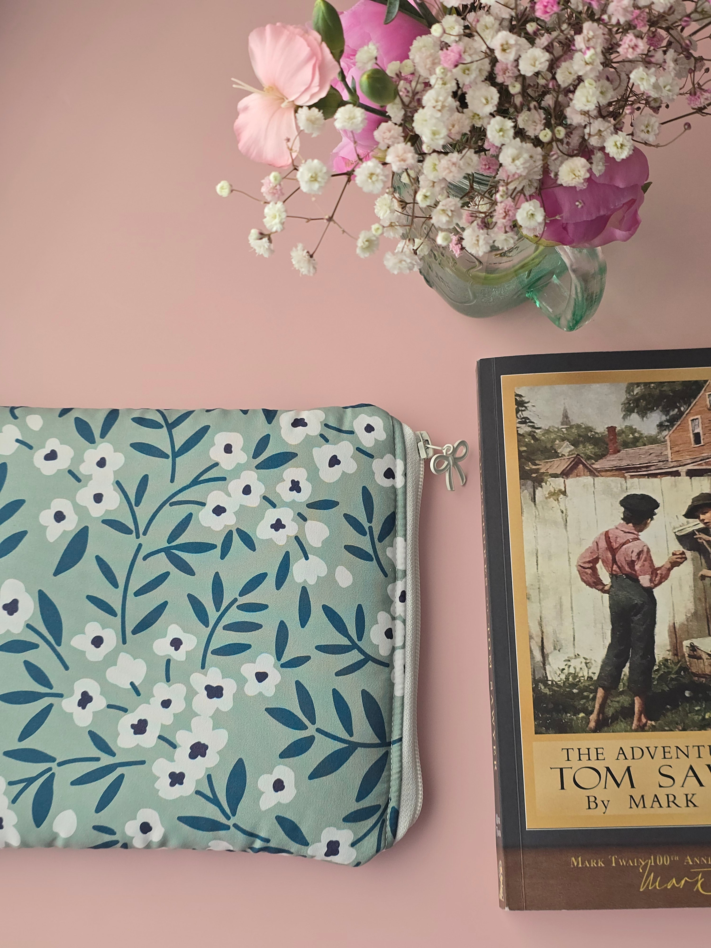 Floral Zipper Pouch for Books & Mini Tablet