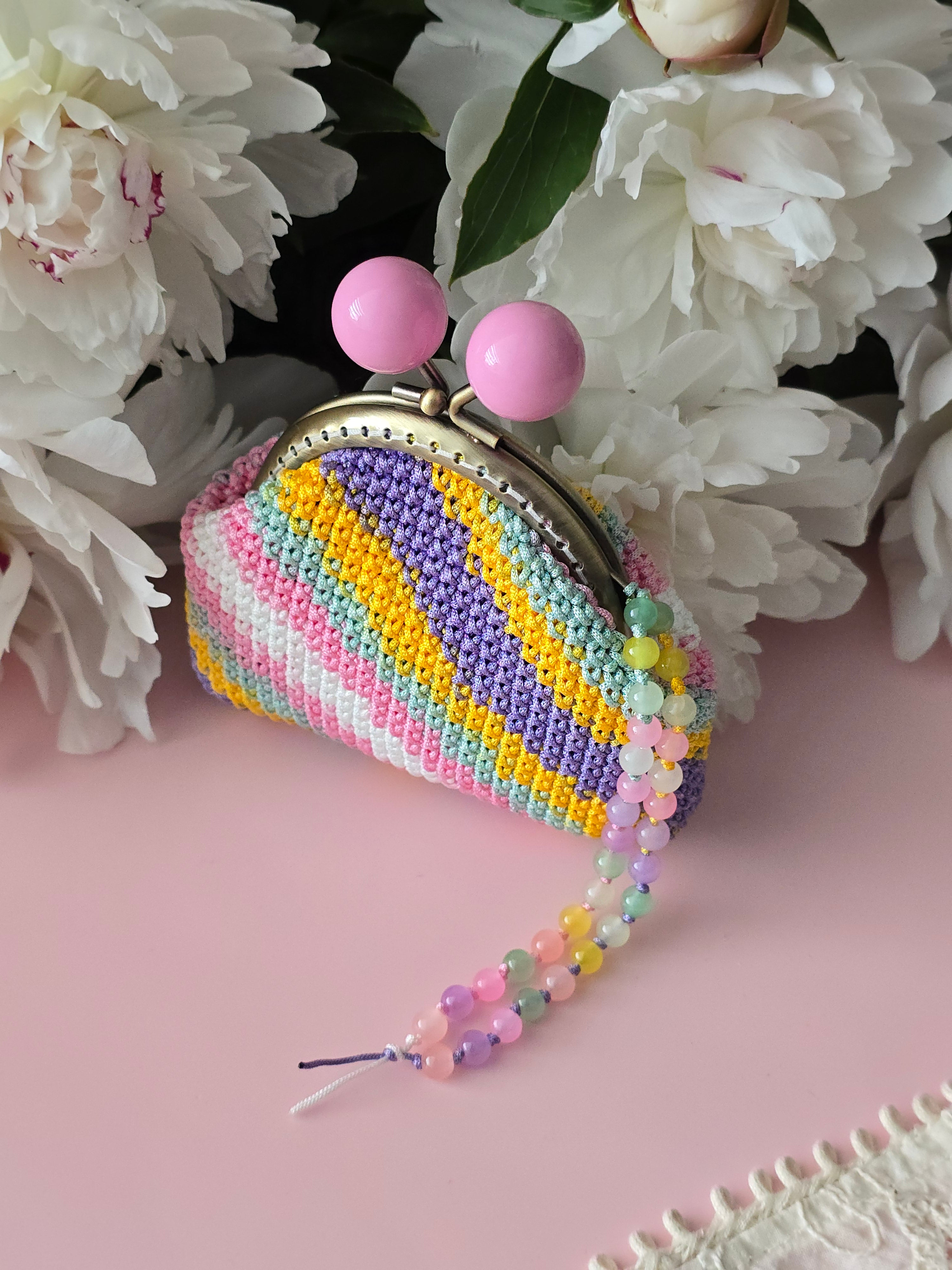 Rainbow Candy Crochet Coin Purse