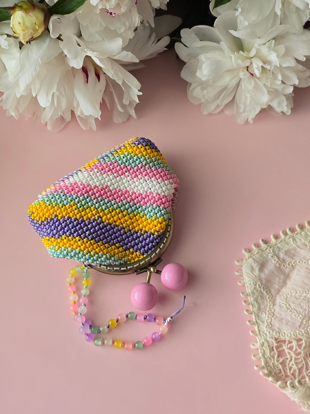 Rainbow Candy Crochet Coin Purse