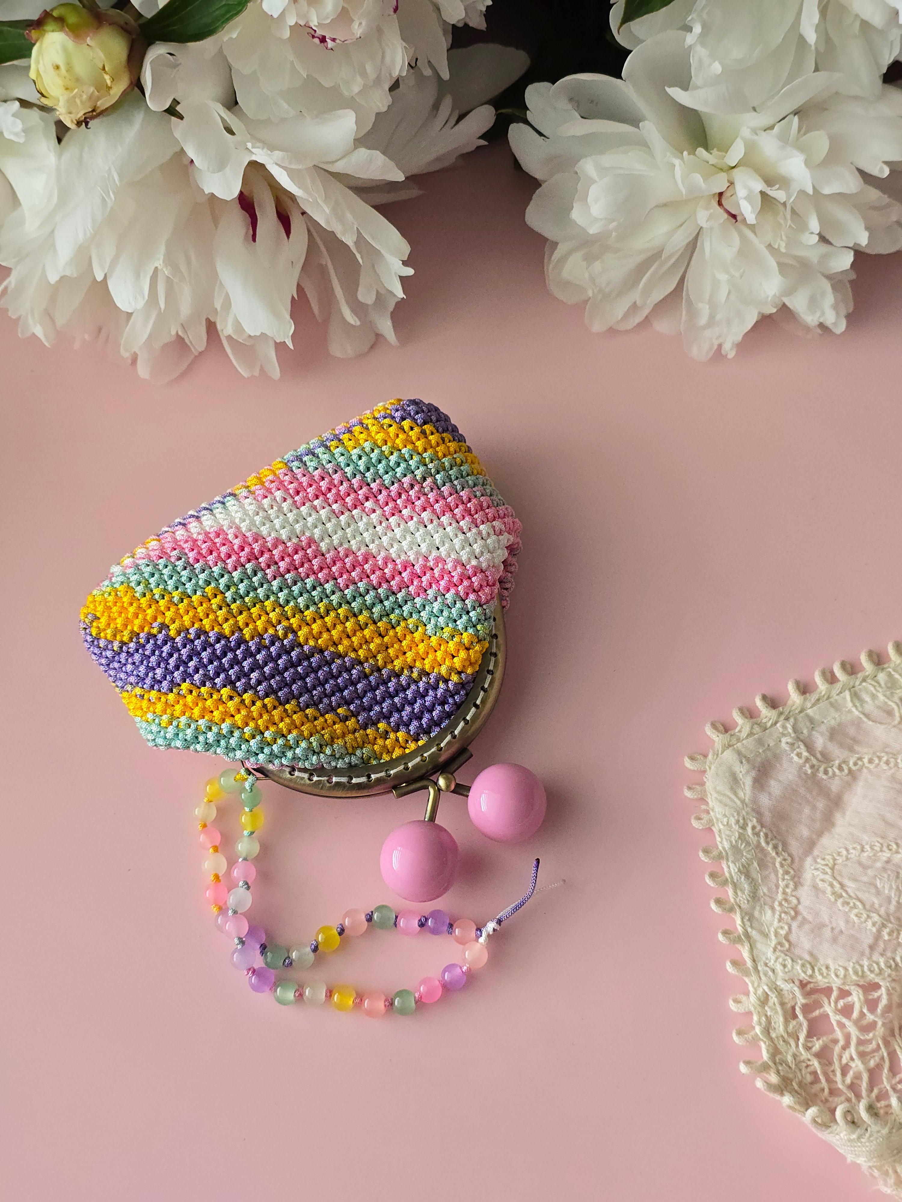 Rainbow Candy Crochet Coin Purse
