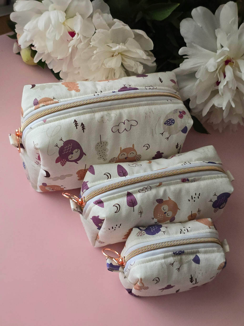 Cute Owl Cosmetic Bag Set