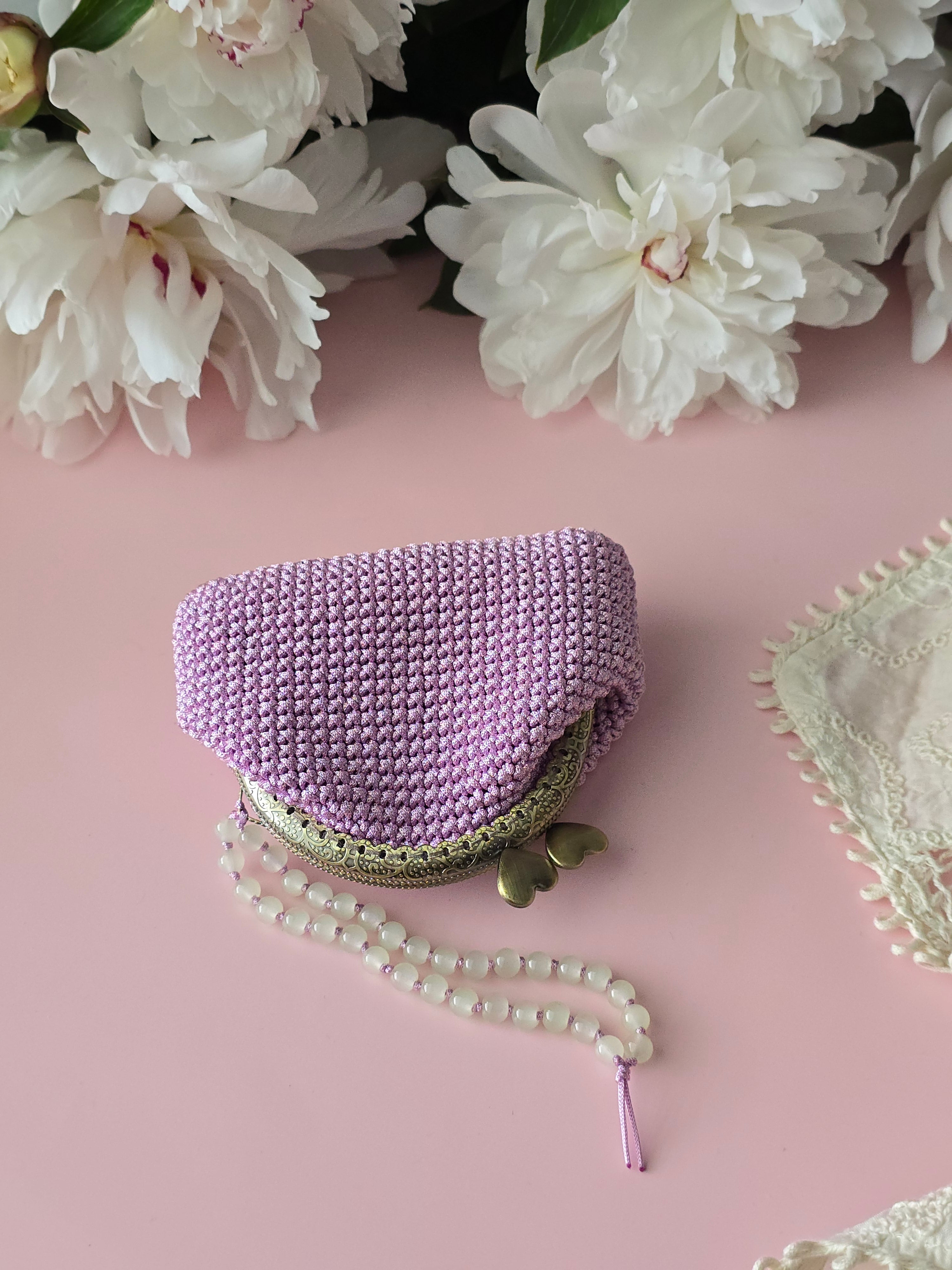 Lilac Crochet Coin Purse