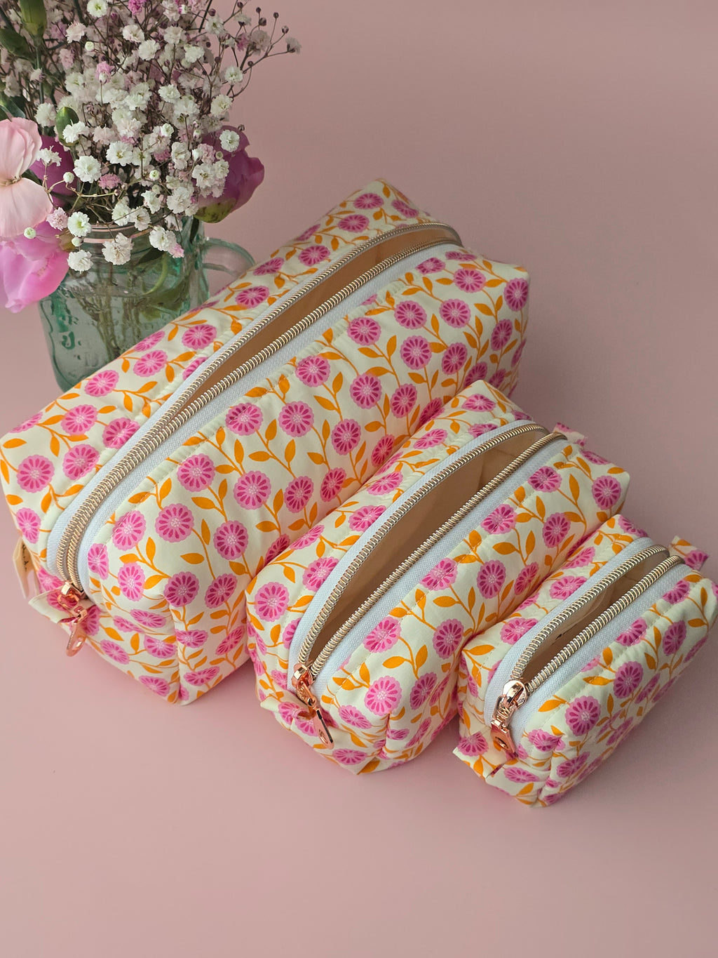 Floral Makeup Pouch Set