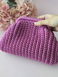 Handmade Crochet Frame Bag – Dusty Rose