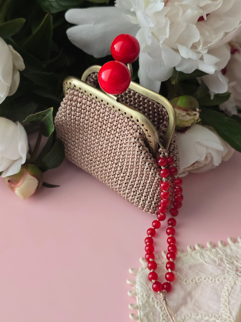 Crochet Frame Wallet with Cherry Clasp