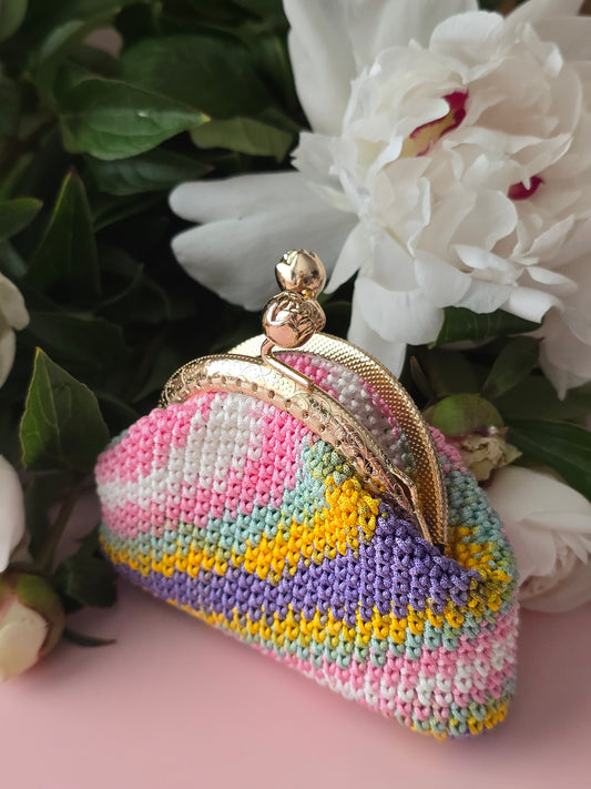 Colorful Crochet Coin Purse with Metal Frame