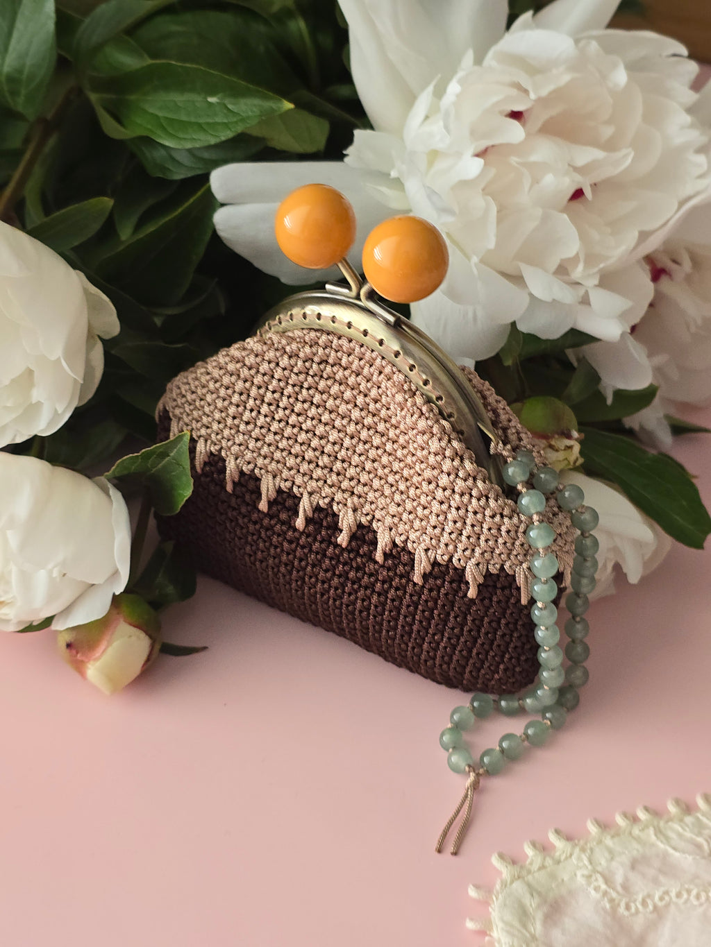 Crochet Frame Coin Purse – Two-Tone Handmade Wallet