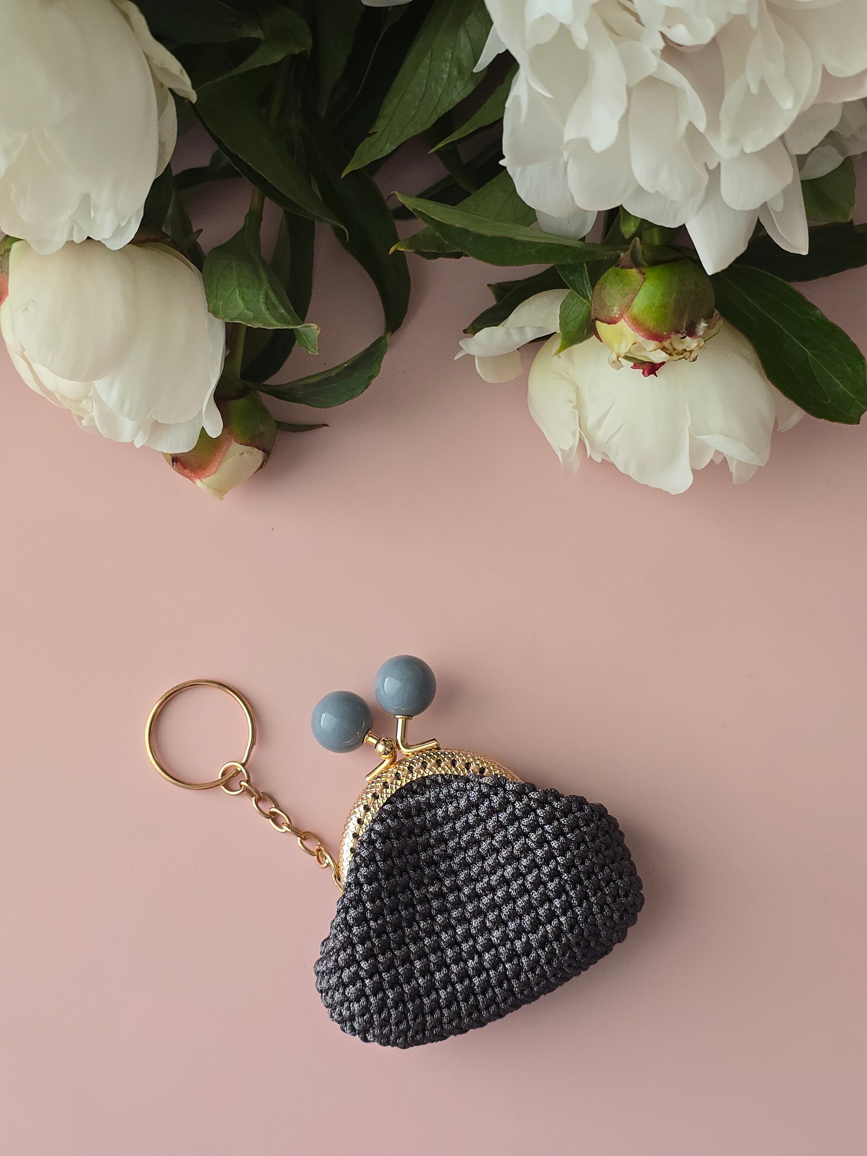 Handmade Crochet Coin Purse with Kiss-Lock Clasp