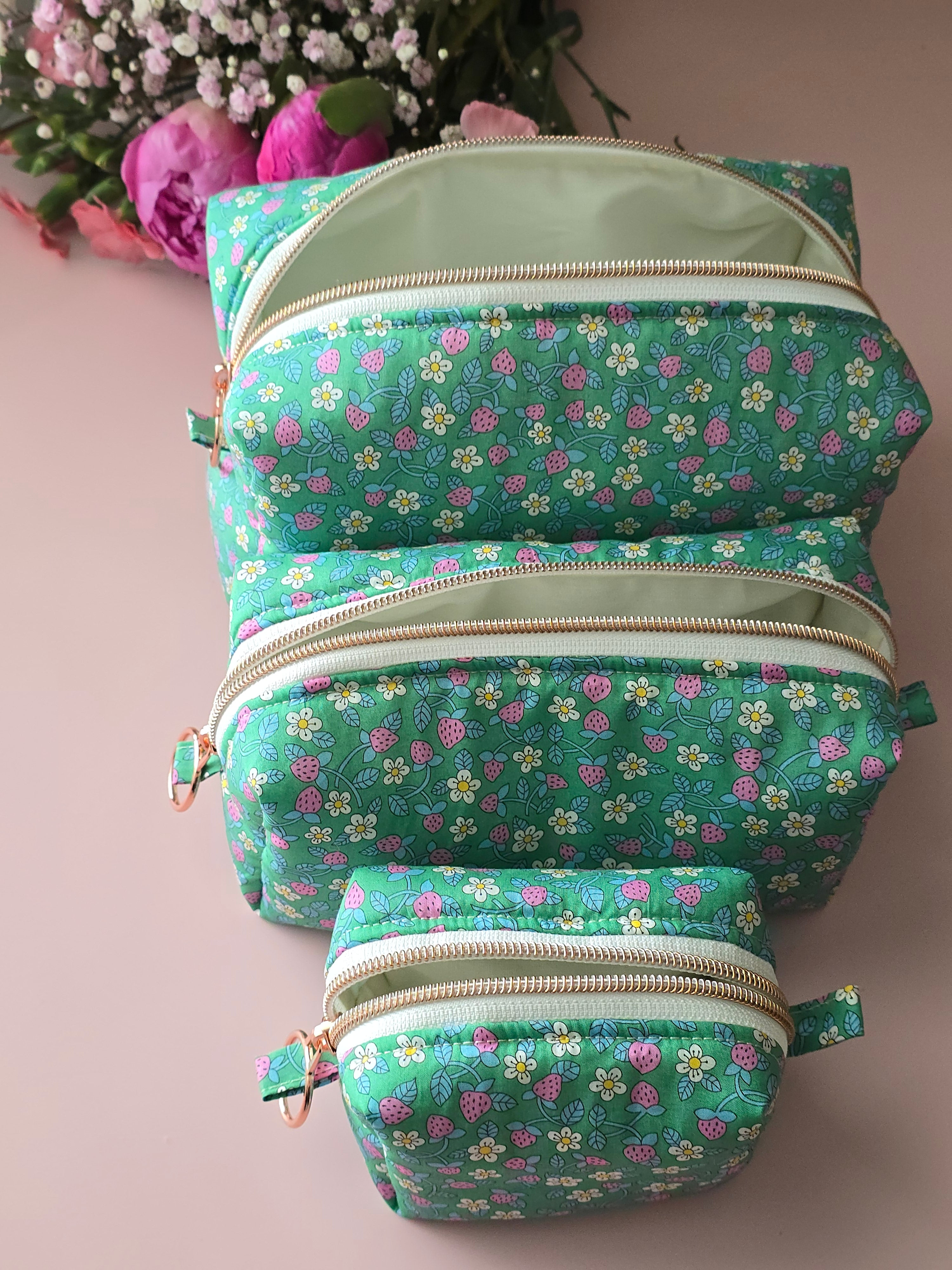 Strawberry Garden Cosmetic Bag Set 🍓🌼