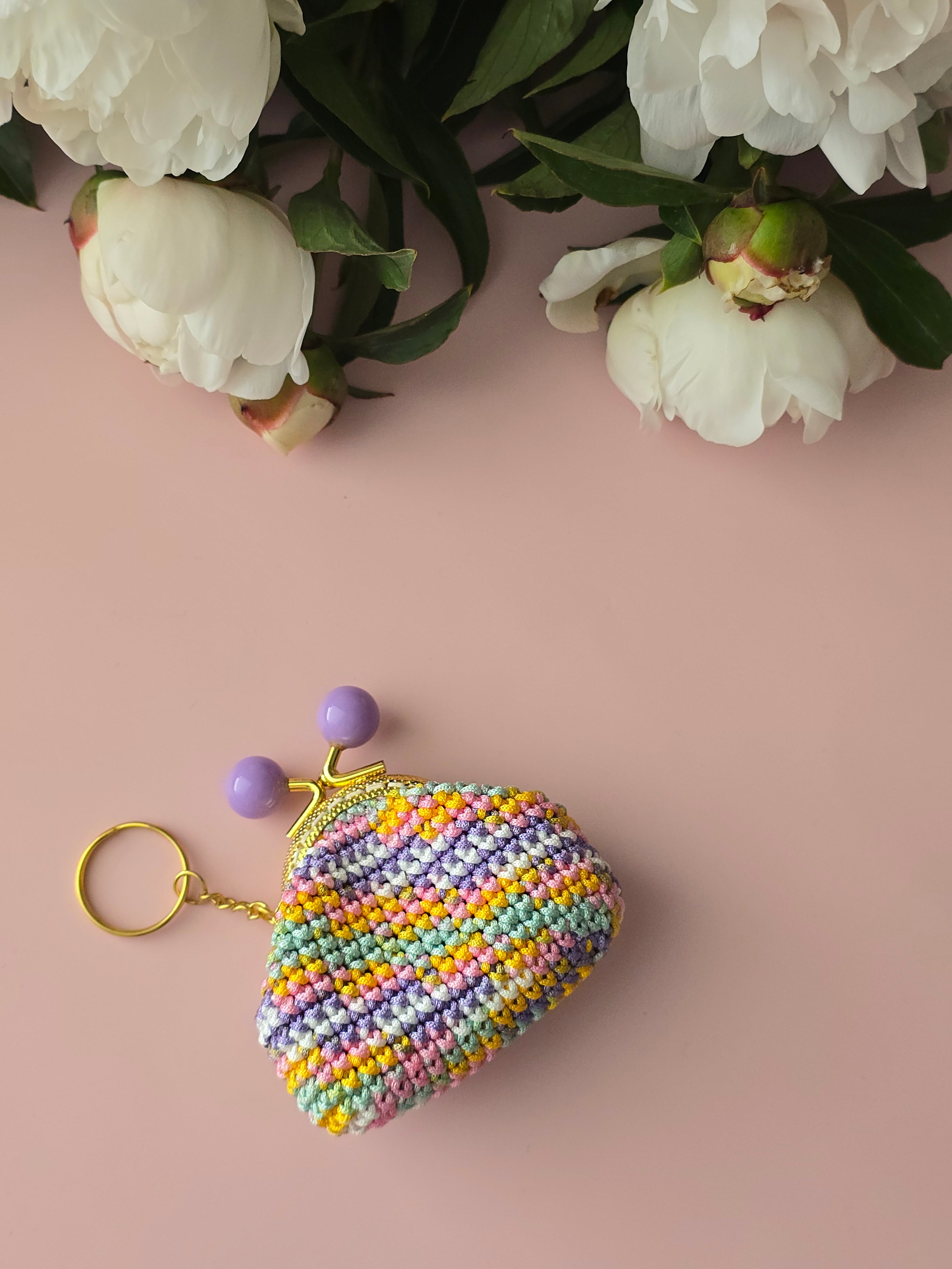 Rainbow Crochet Coin Purse purple 💜